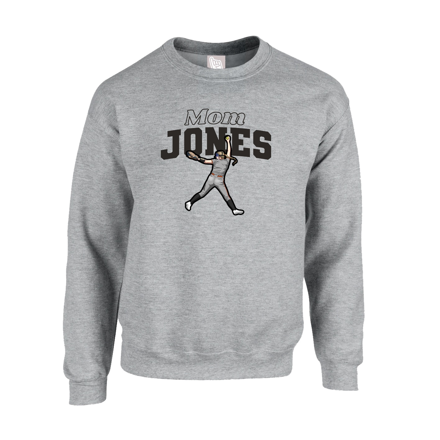 Fleece Crew — Mothers Day Block in Grey