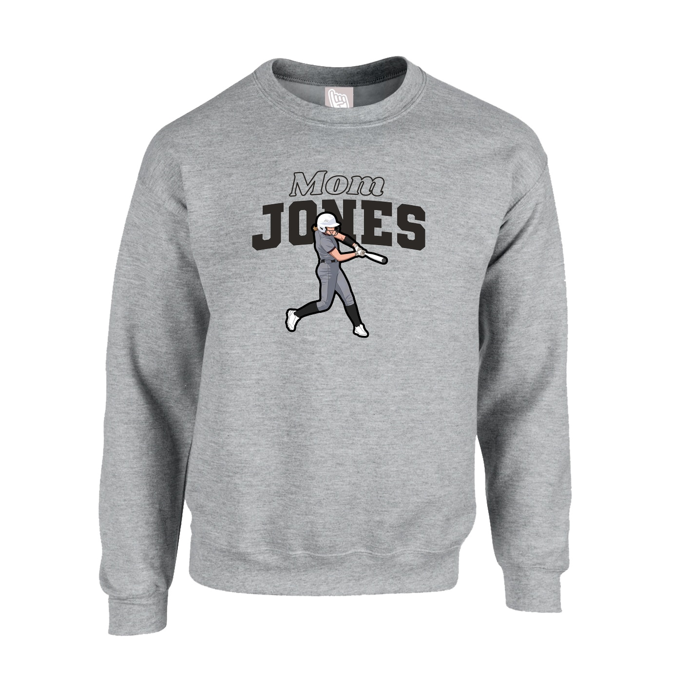 Fleece Crew — Mothers Day Block in Grey
