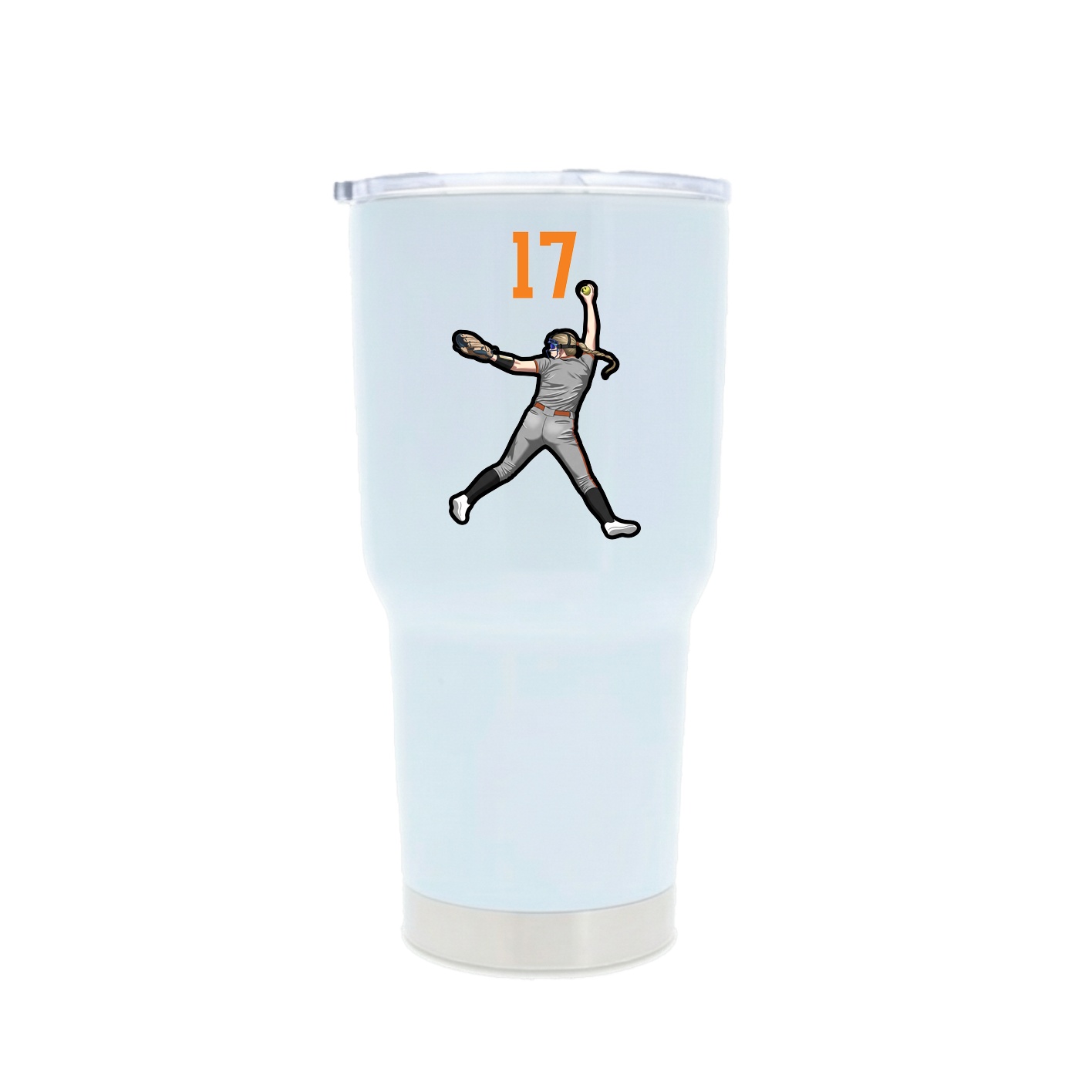 30oz Stainless Steel Tumbler — Number Top in White