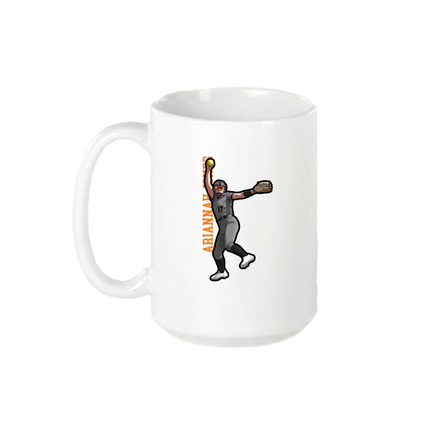 15oz Coffee Mug — Name Vertical in White