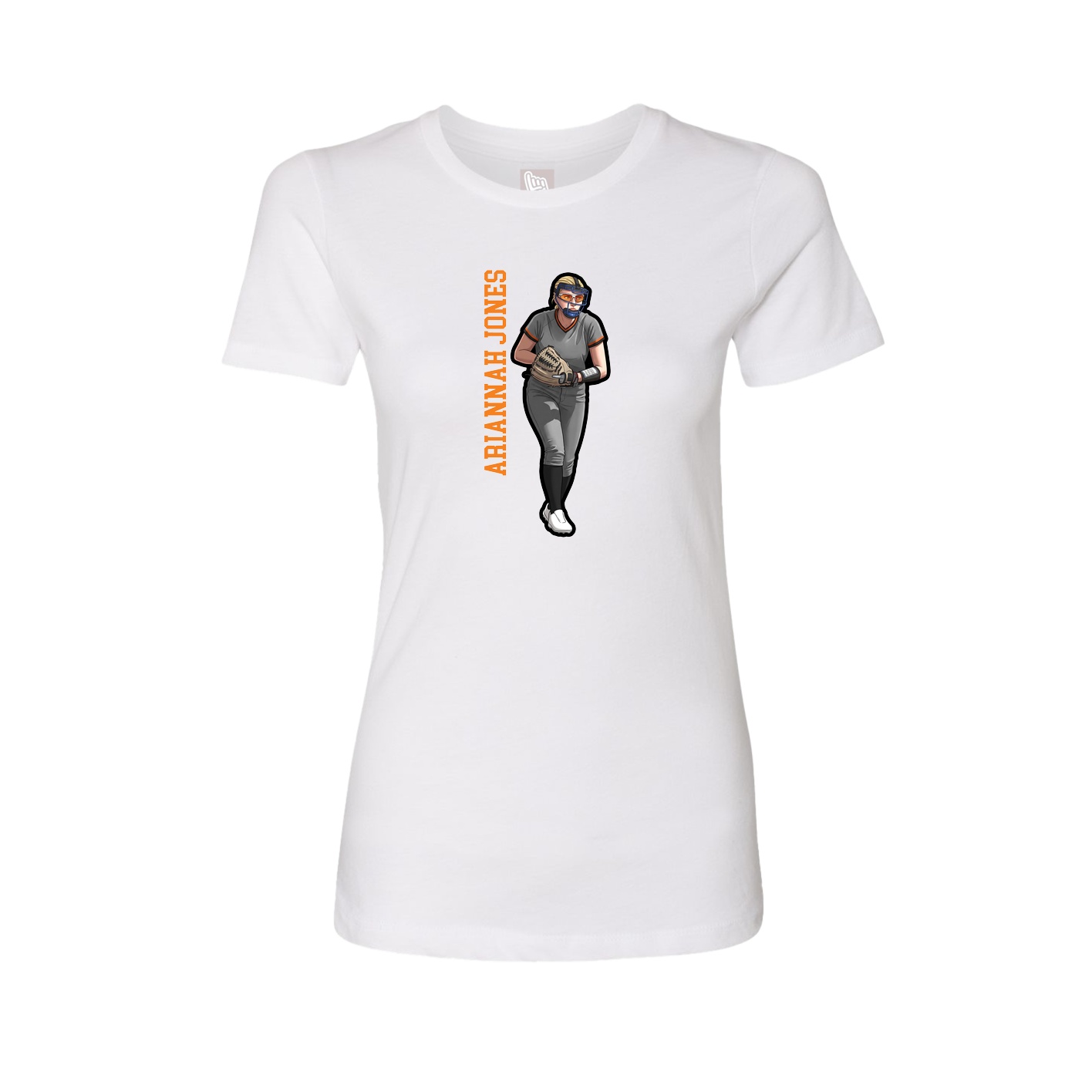 Fitted Women's Tee — Name Vertical in White
