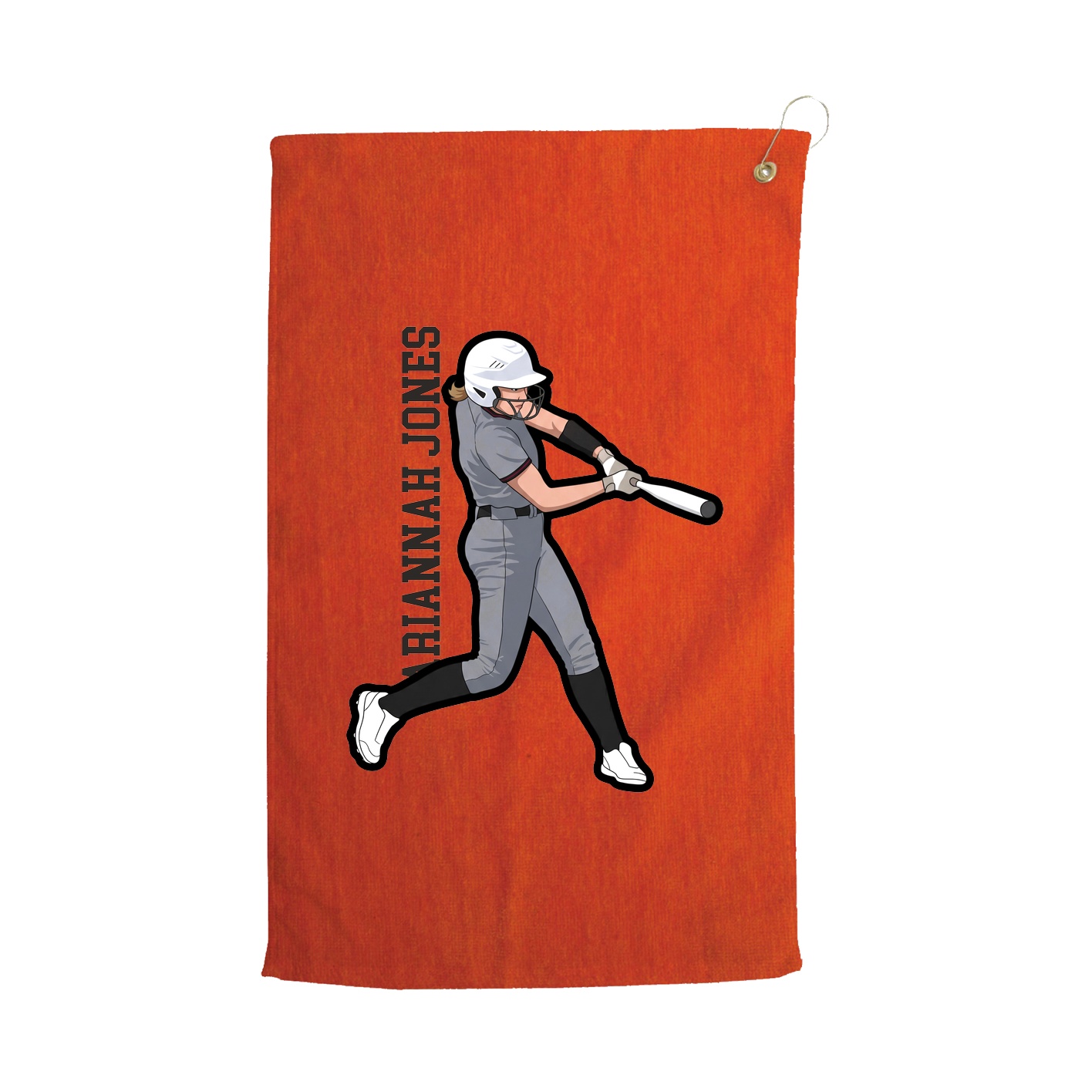 Golf Towel — Name Vertical in Orange