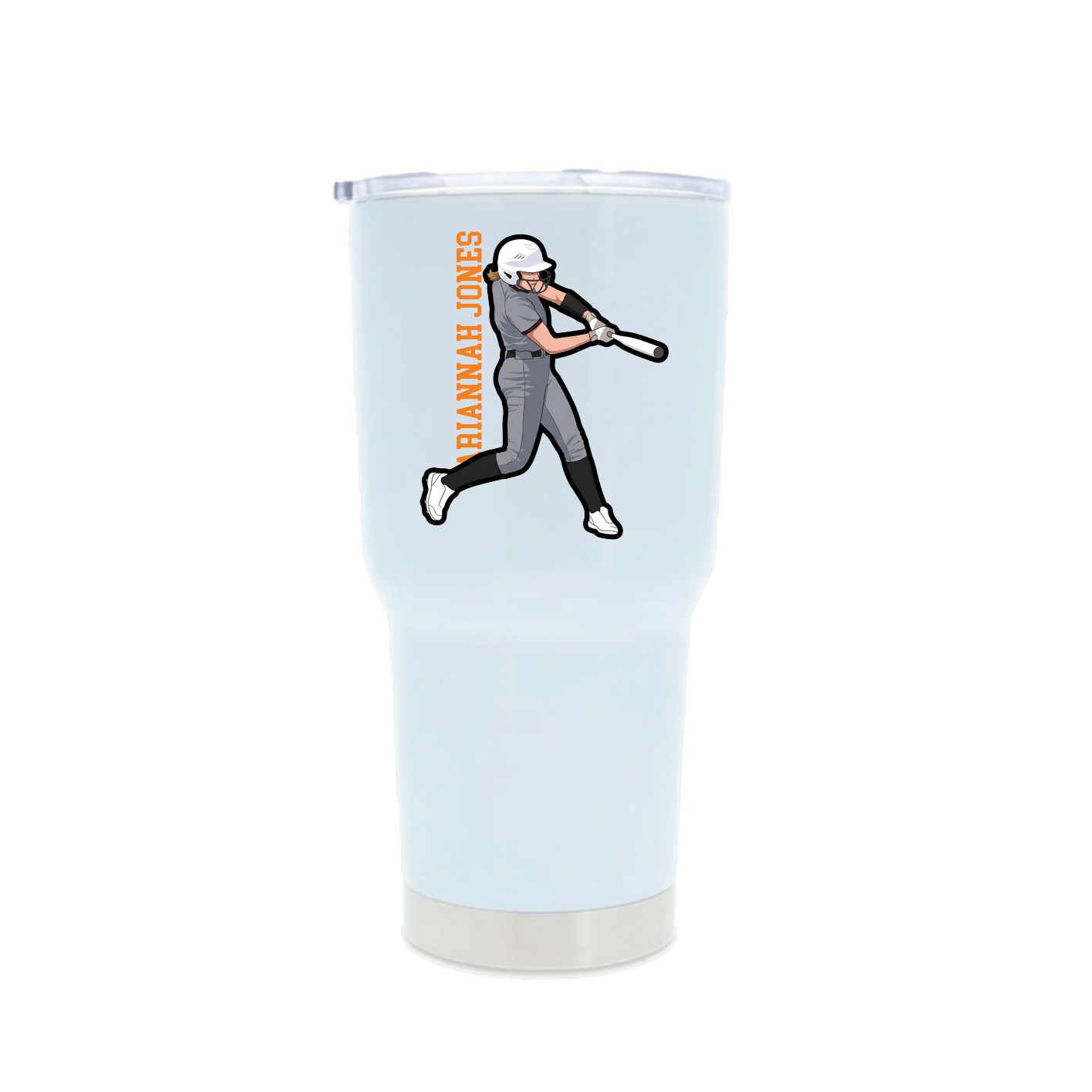 30oz Stainless Steel Tumbler — Name Vertical in White