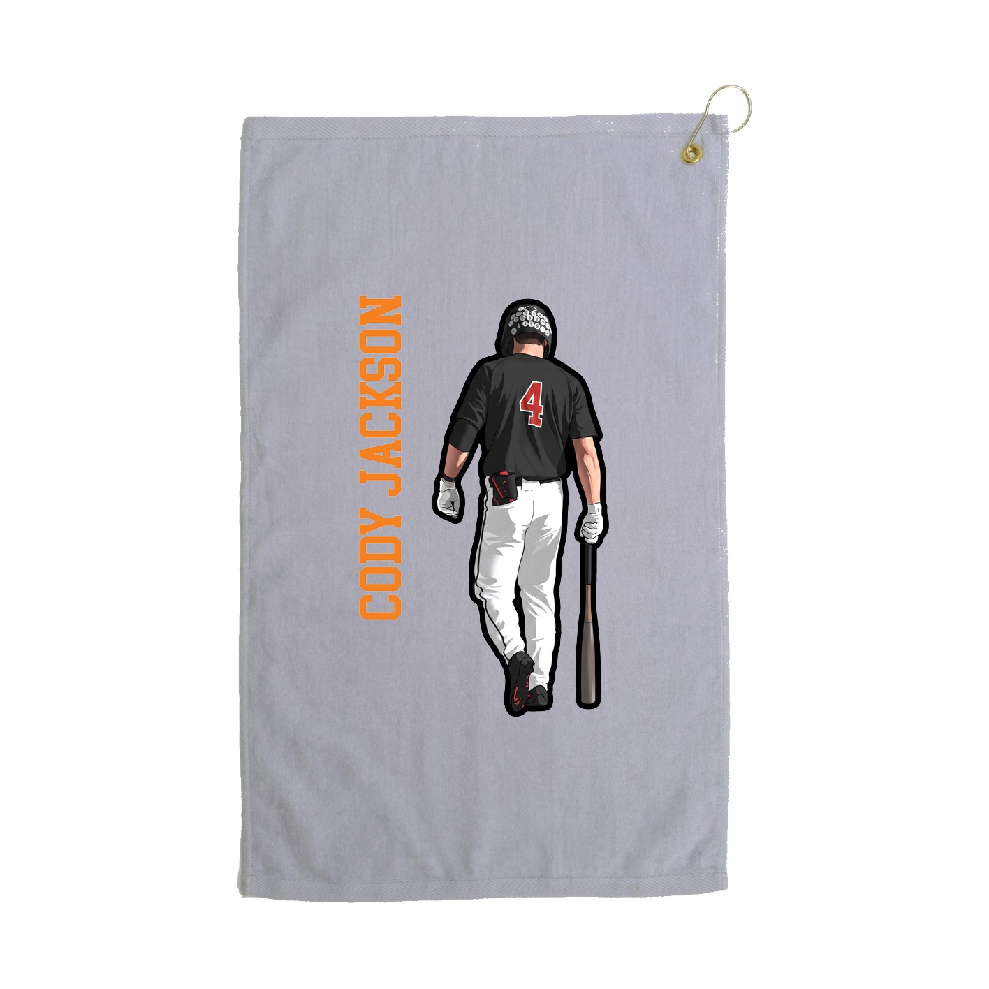 Golf Towel — Name Vertical in Grey