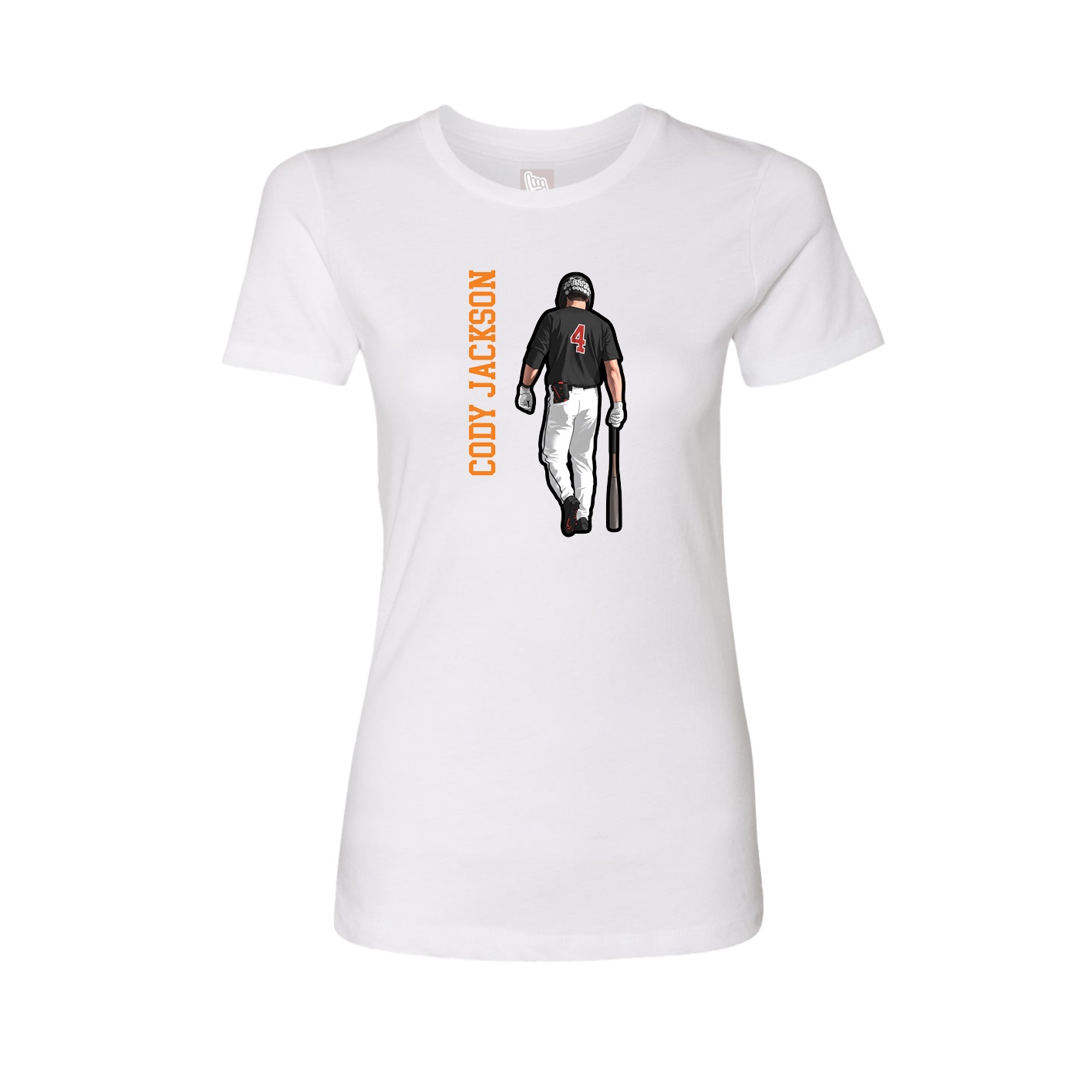 Fitted Women's Tee — Name Vertical in White