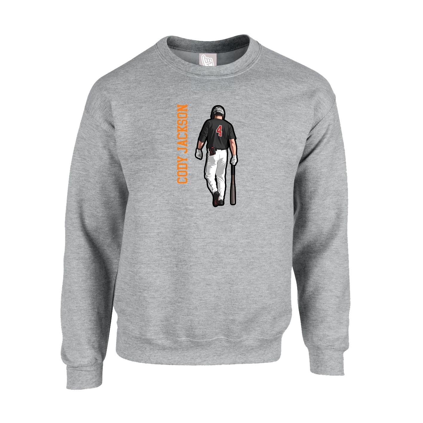 Fleece Crew — Name Vertical in Grey