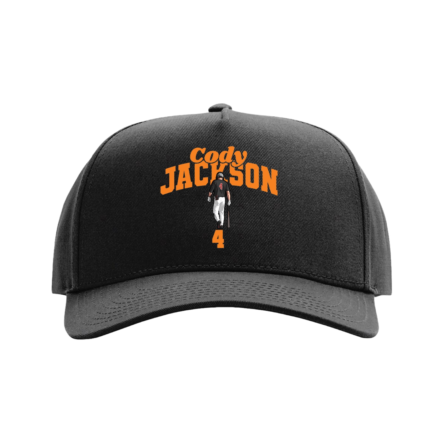 Full Fabric Five-Panel Champ Cap — Signature Arch in Black