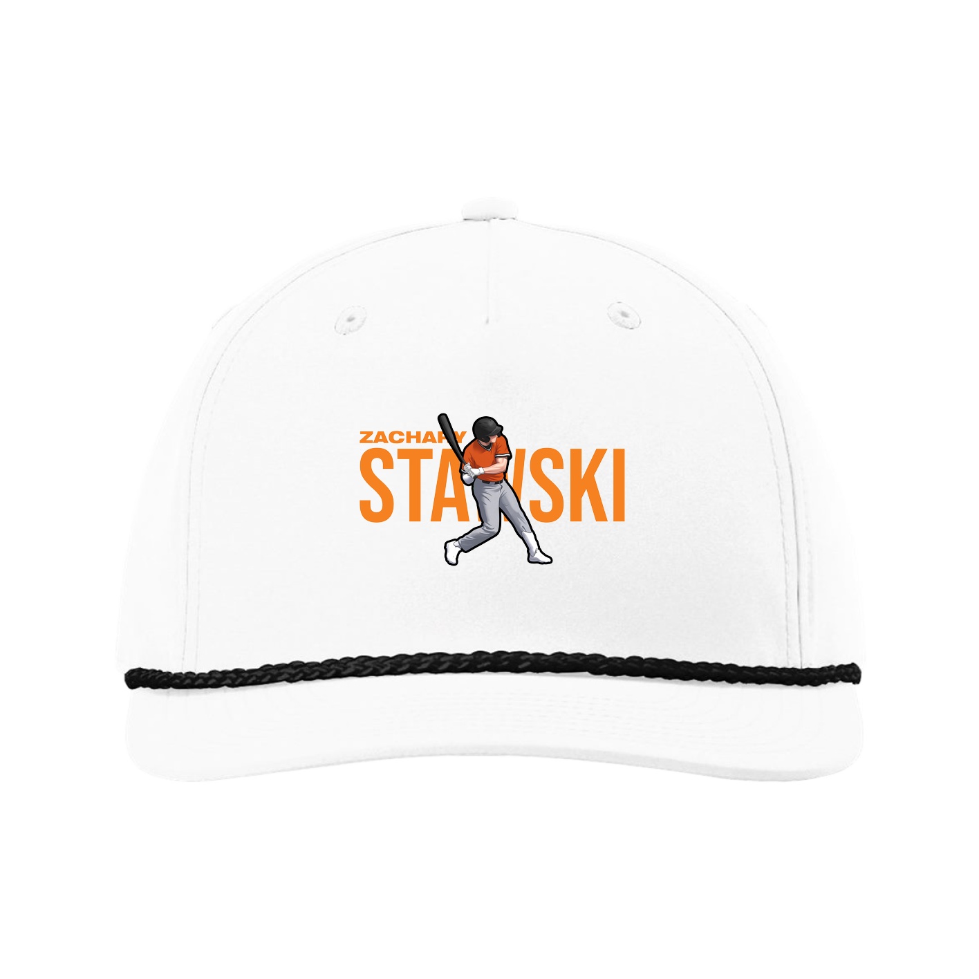 Five-Panel Classic Rope Cap — Player Name in White