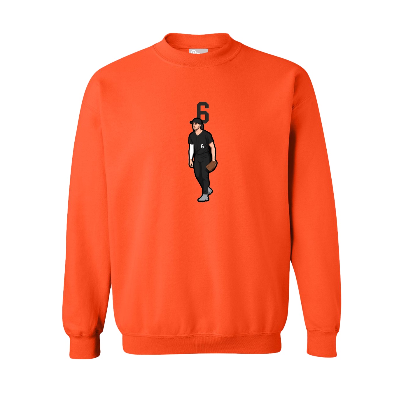 Fleece Crew — Number Top in Orange