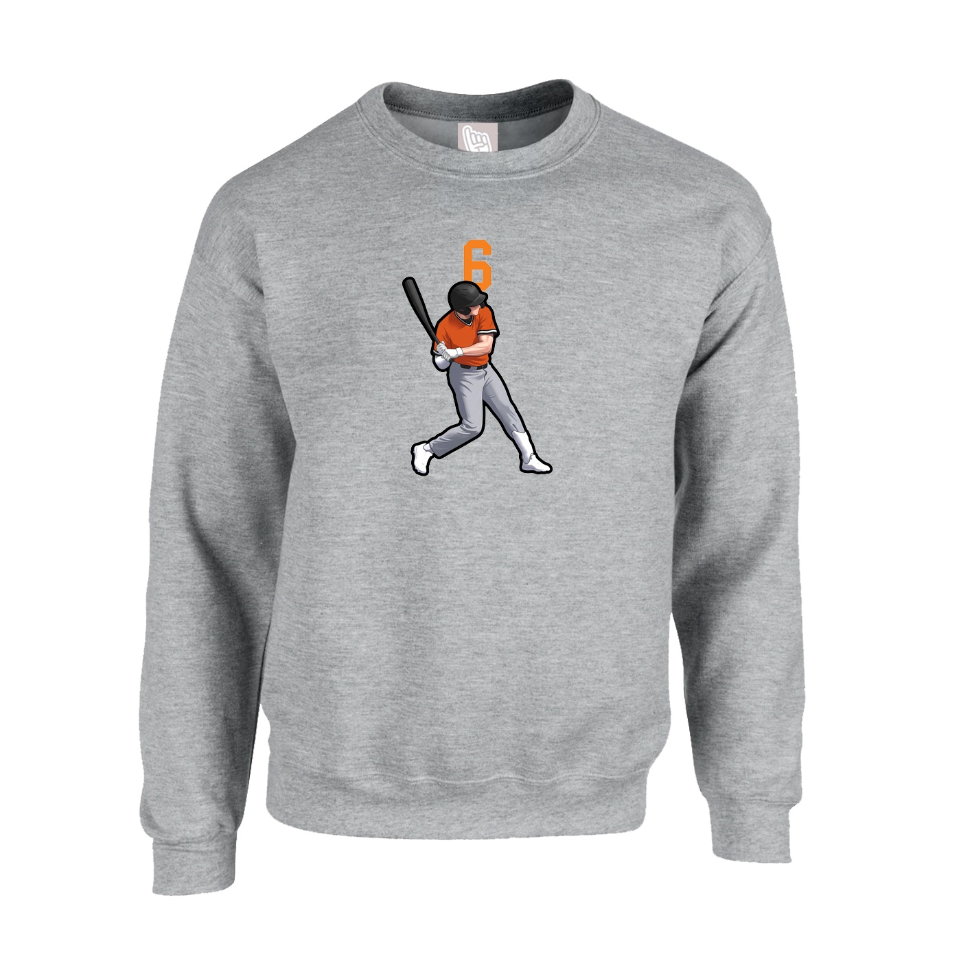 Fleece Crew — Number Top in Grey