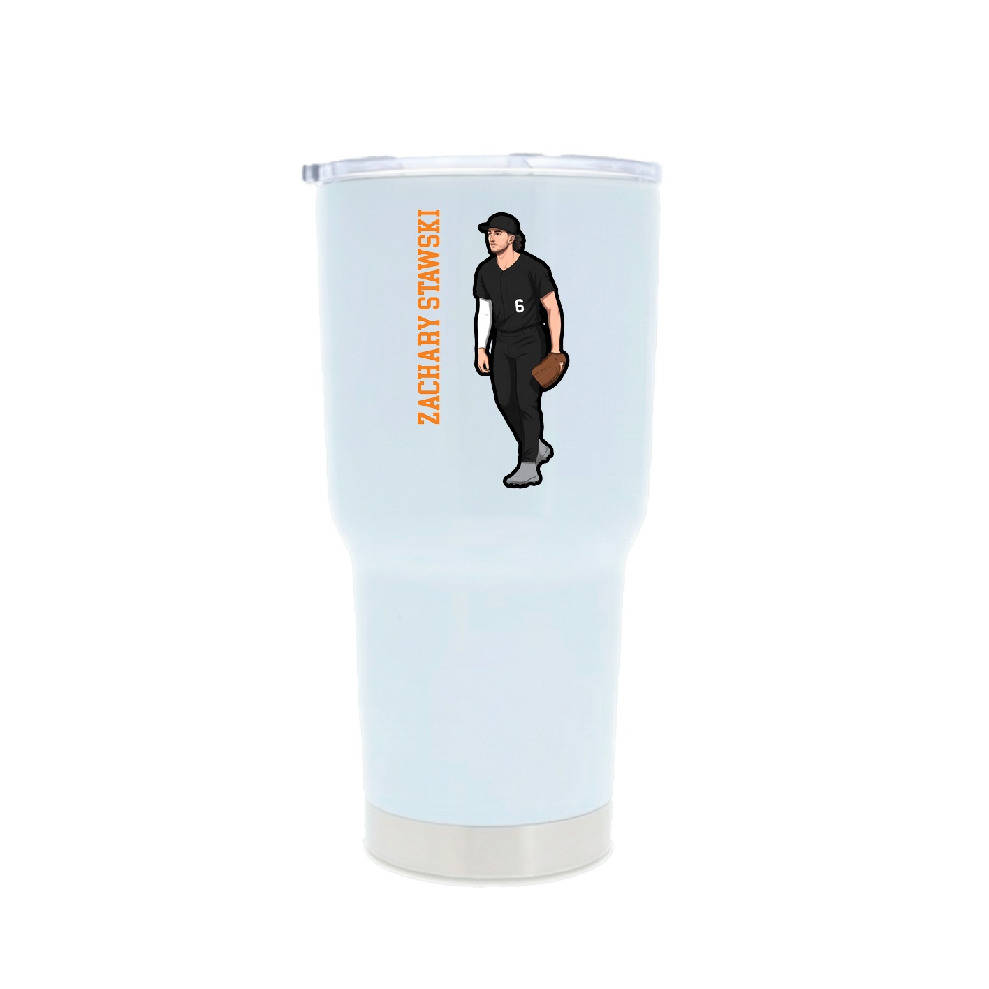 30oz Stainless Steel Tumbler — Name Vertical in White