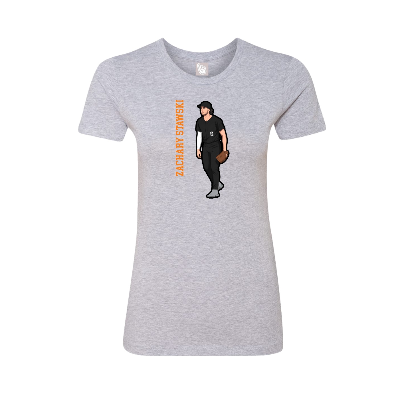 Fitted Women's Tee — Name Vertical in Grey