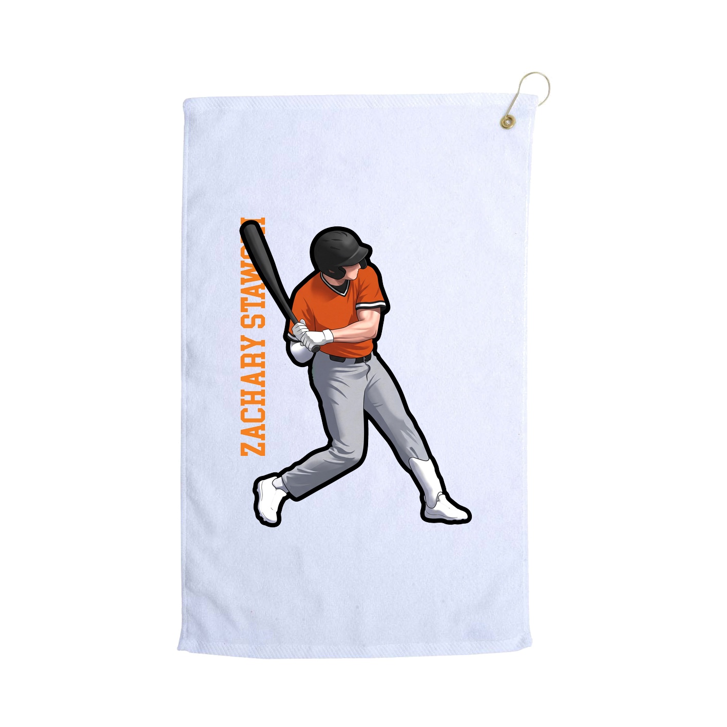Golf Towel — Name Vertical in White