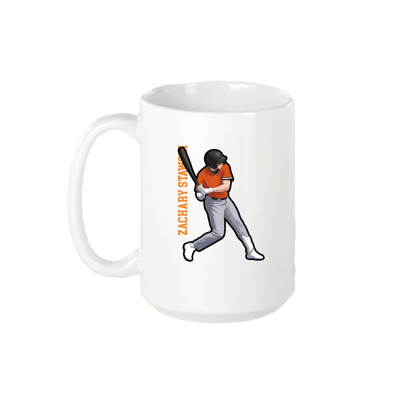 15oz Coffee Mug — Name Vertical in White