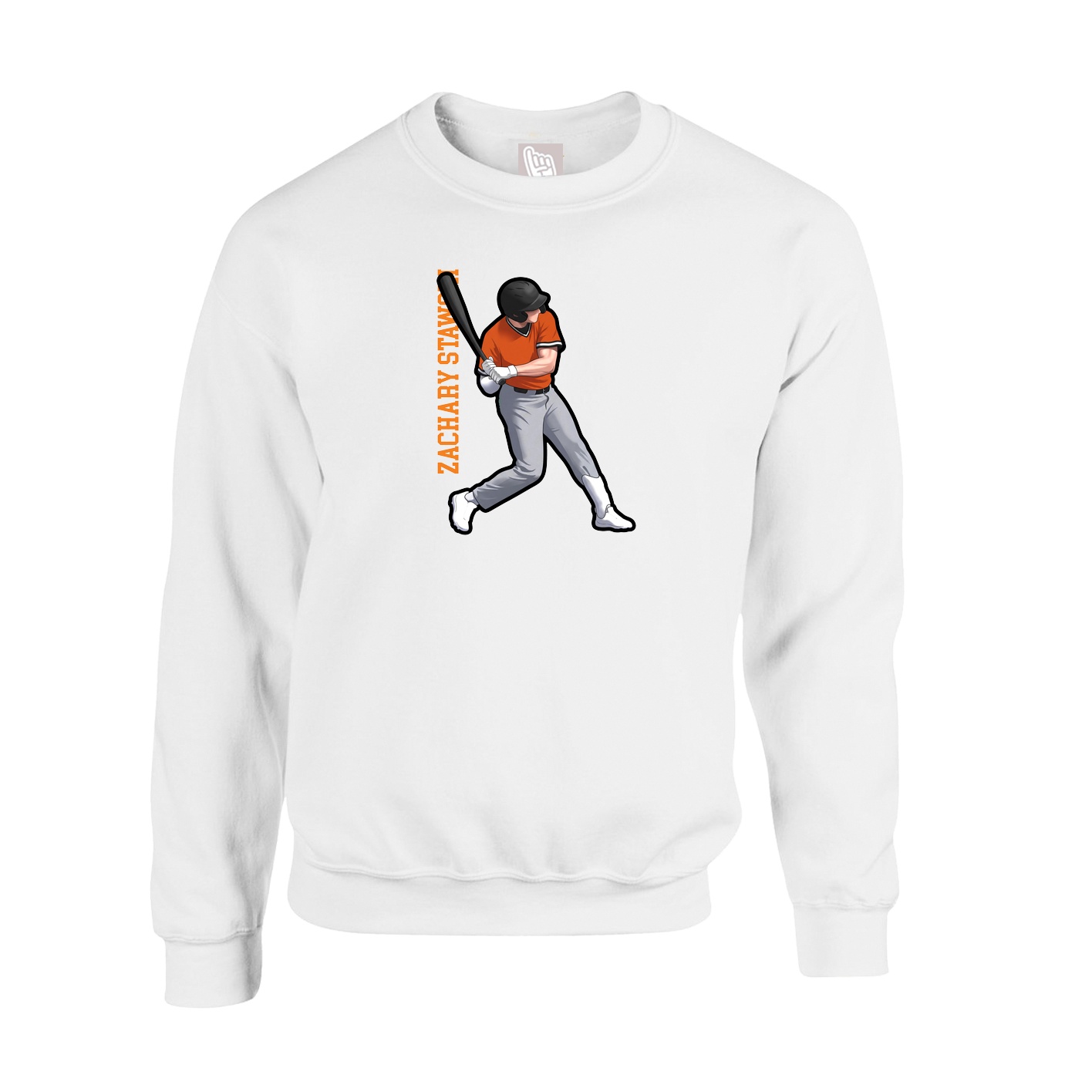 Fleece Crew — Name Vertical in White