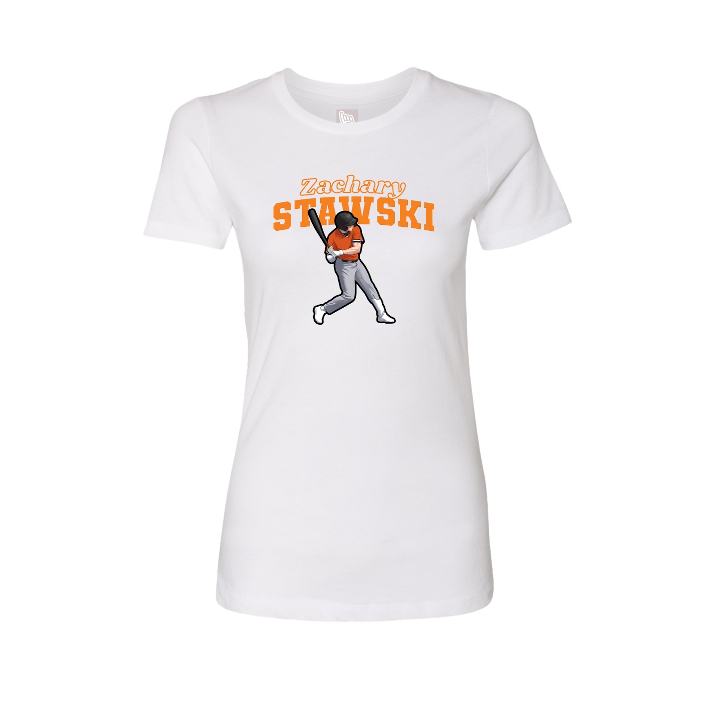 Fitted Women's Tee — Name Arch in White