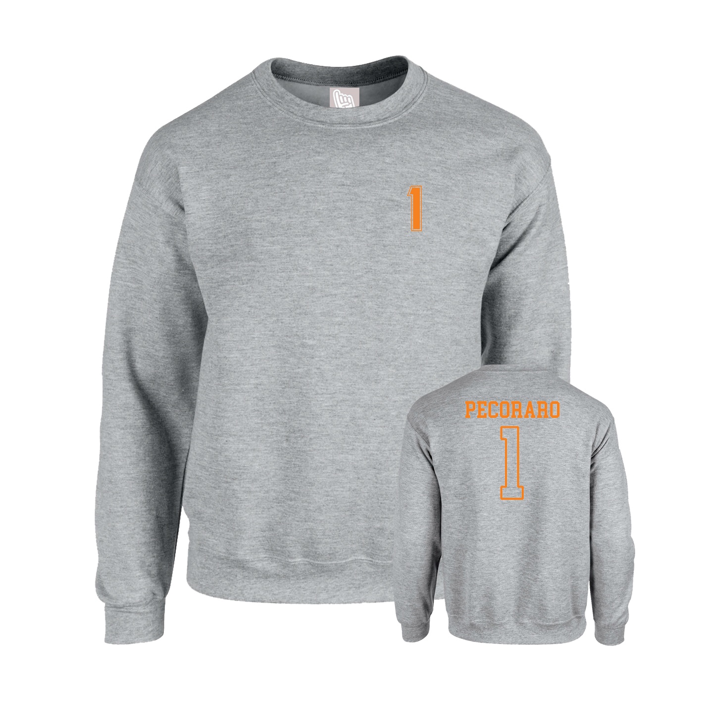 Fleece Crew — Chest Back in Grey