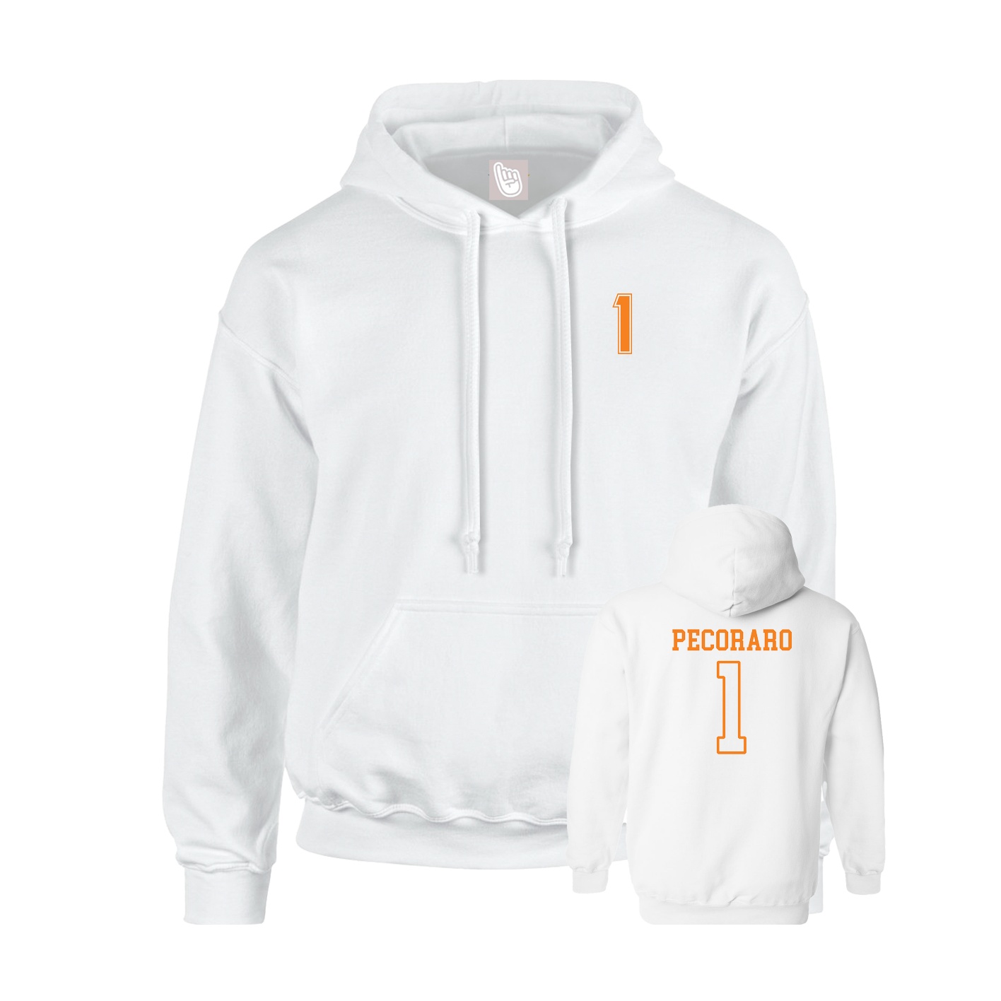 Youth Hoodie — Chest Back in White