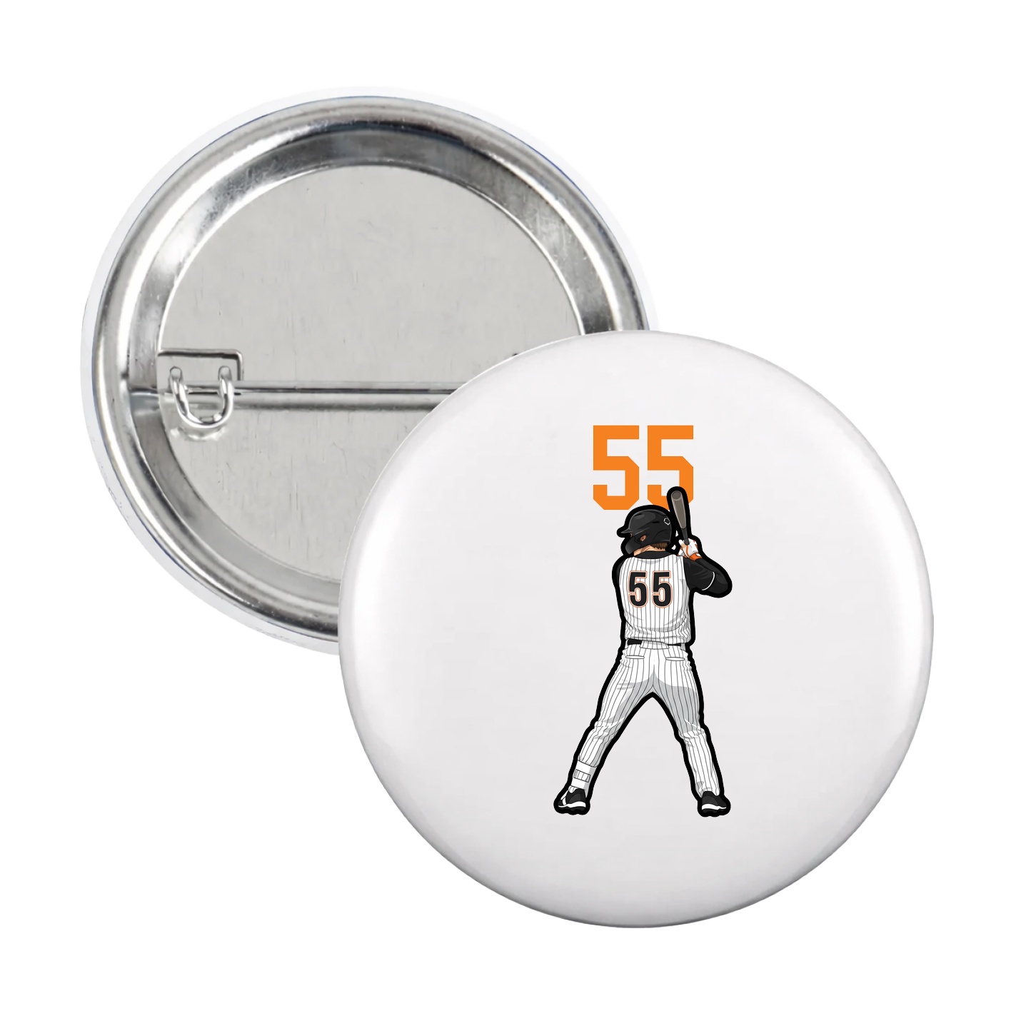 Game Day Button — Number Top in White