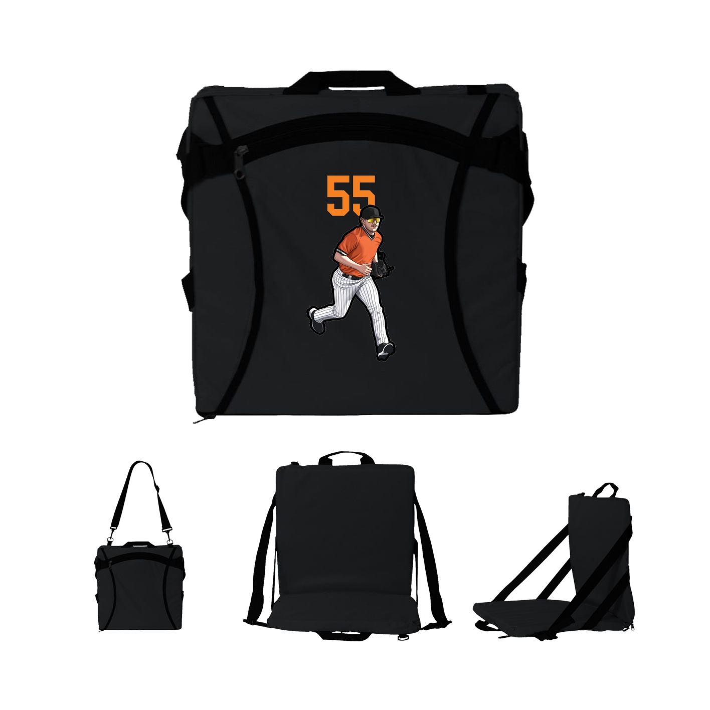 Folding Stadium Seat — Number Top in Black