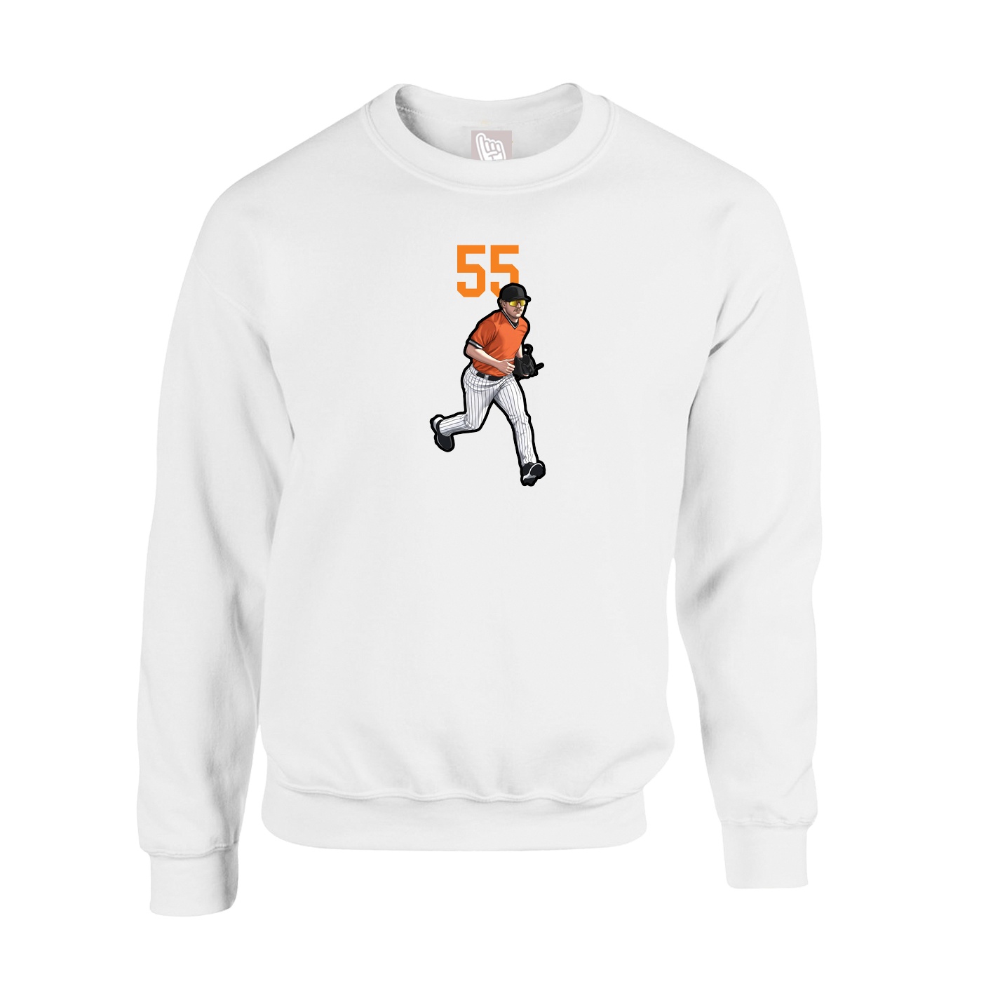 Fleece Crew — Number Top in White