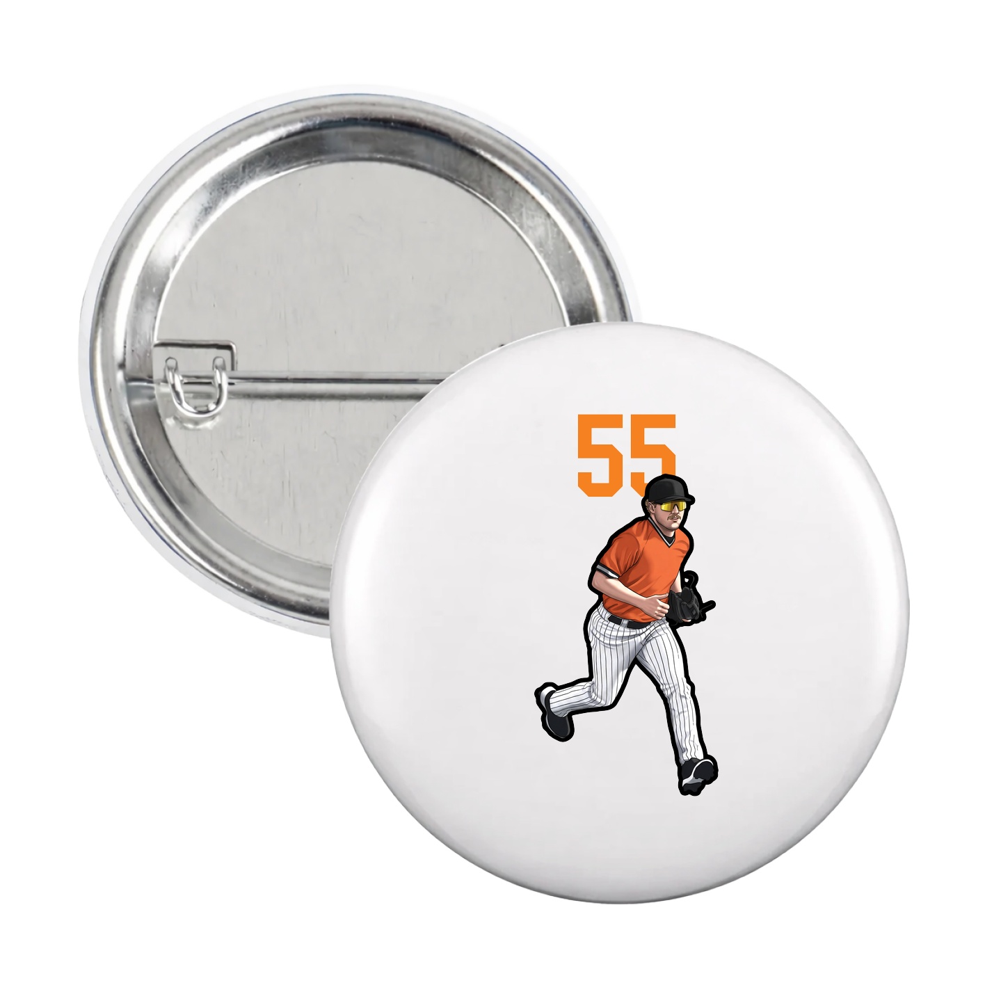 Game Day Button — Number Top in White