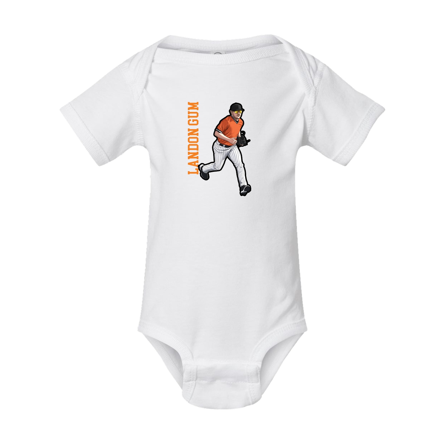 Baby Onesie — Name Vertical in White