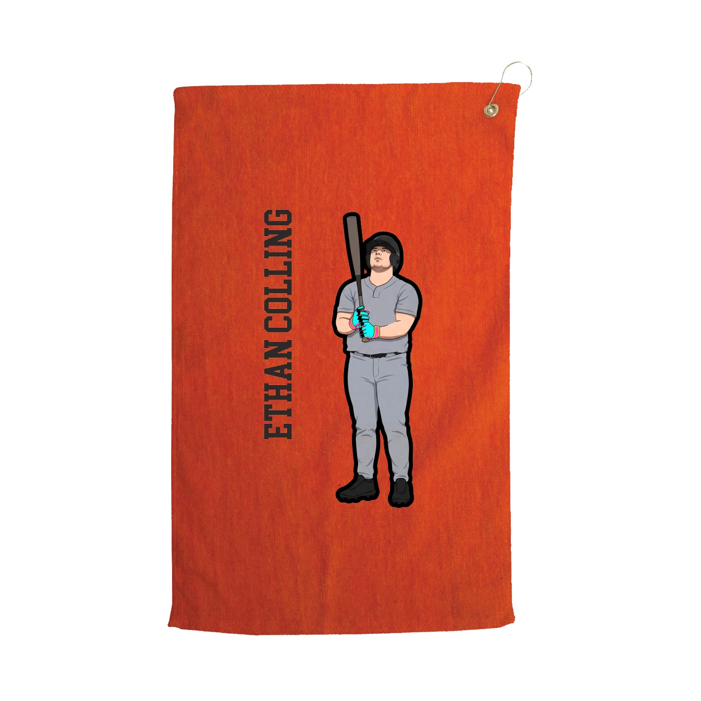 Golf Towel — Name Vertical in Orange