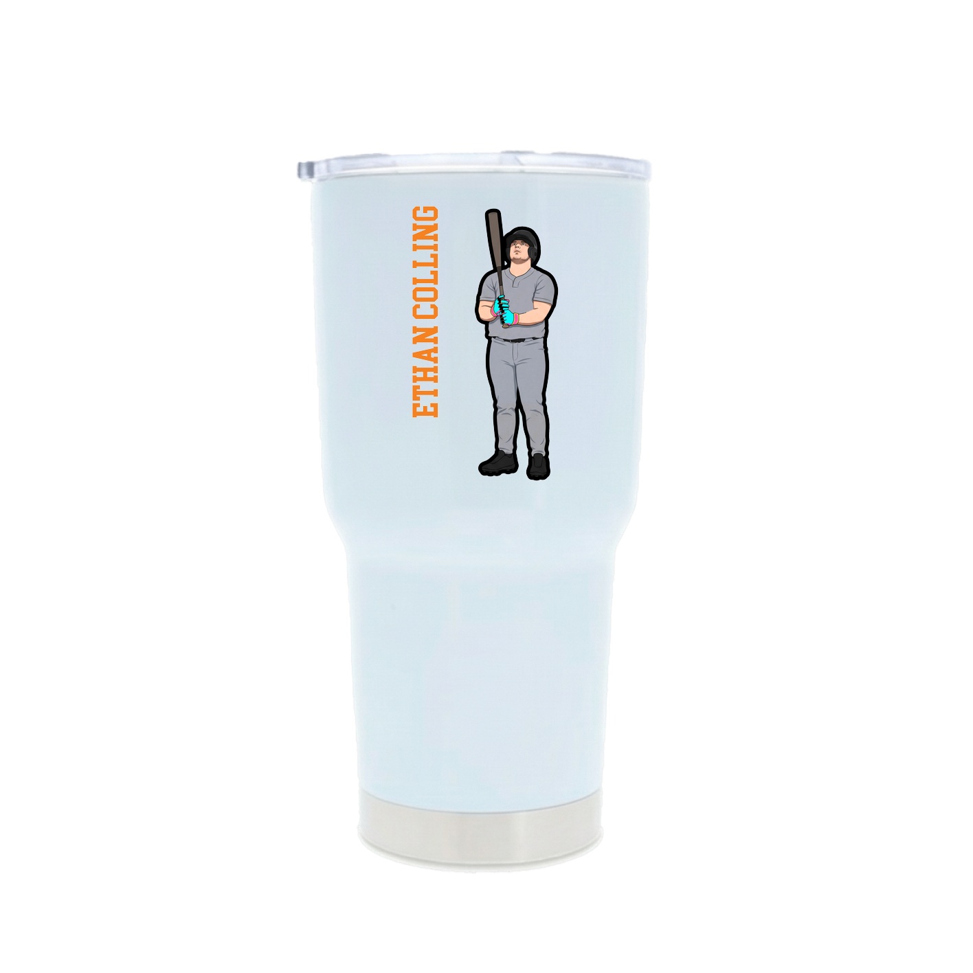 30oz Stainless Steel Tumbler — Name Vertical in White