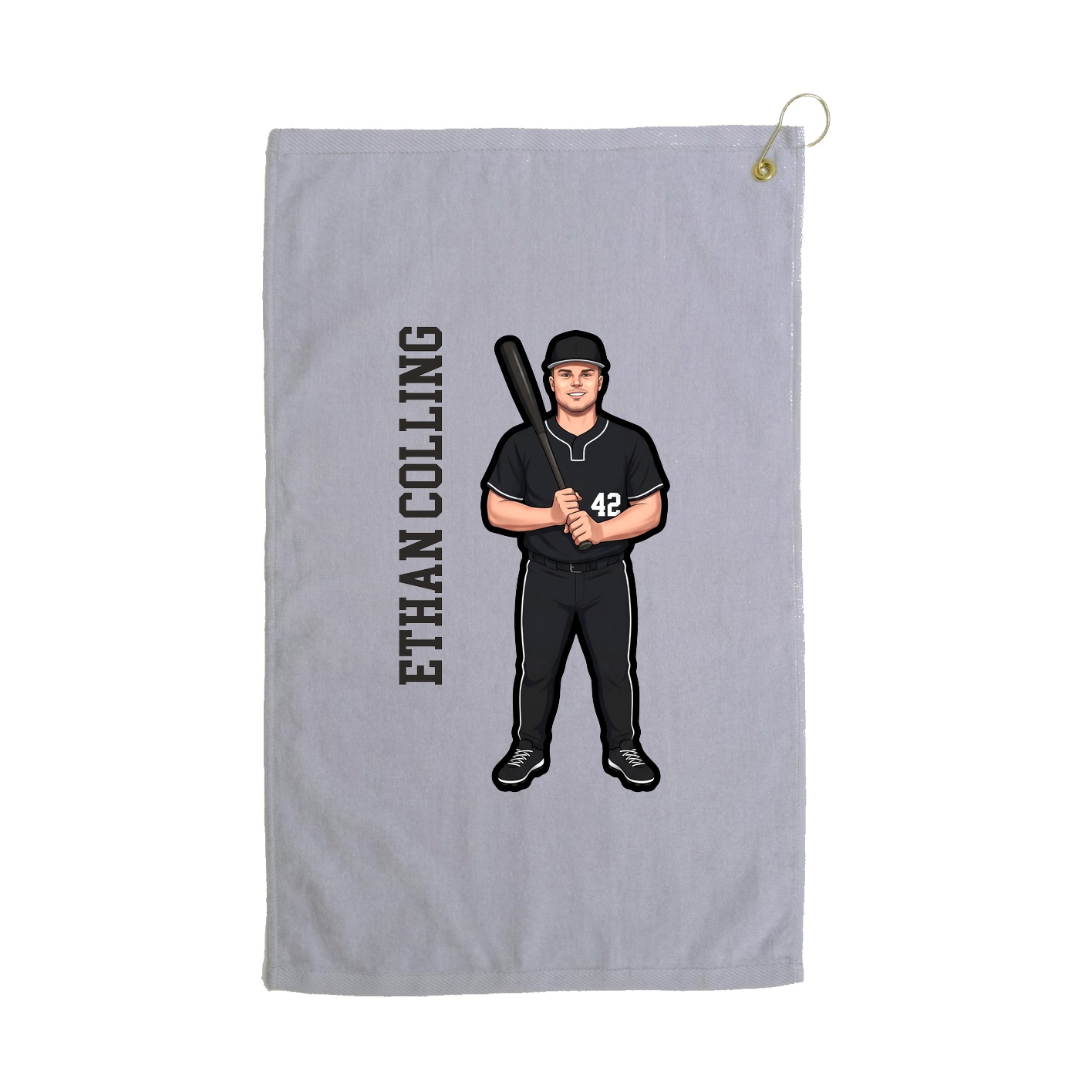 Golf Towel — Name Vertical in Grey