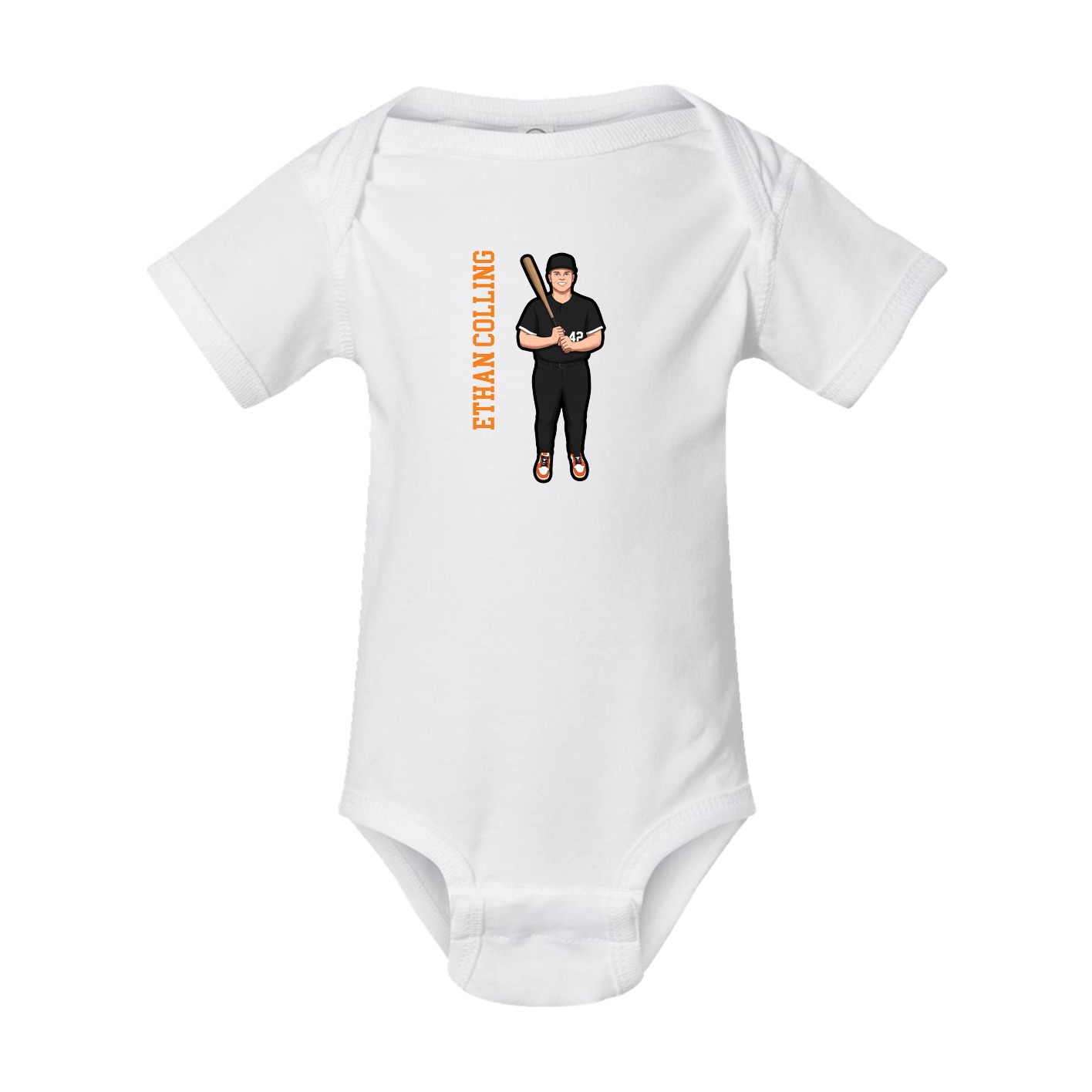Baby Onesie — Name Vertical in White