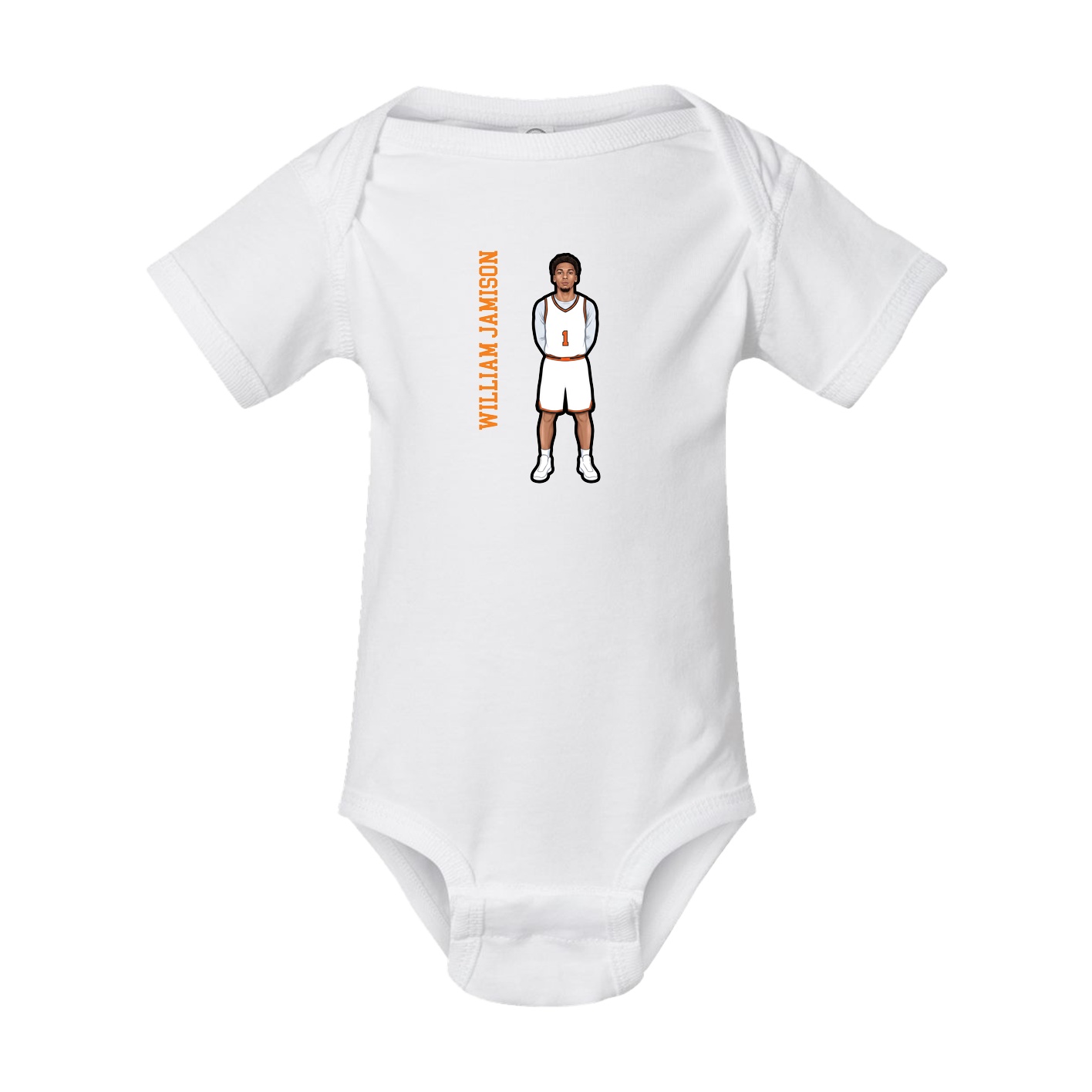 Baby Onesie — Name Vertical in White