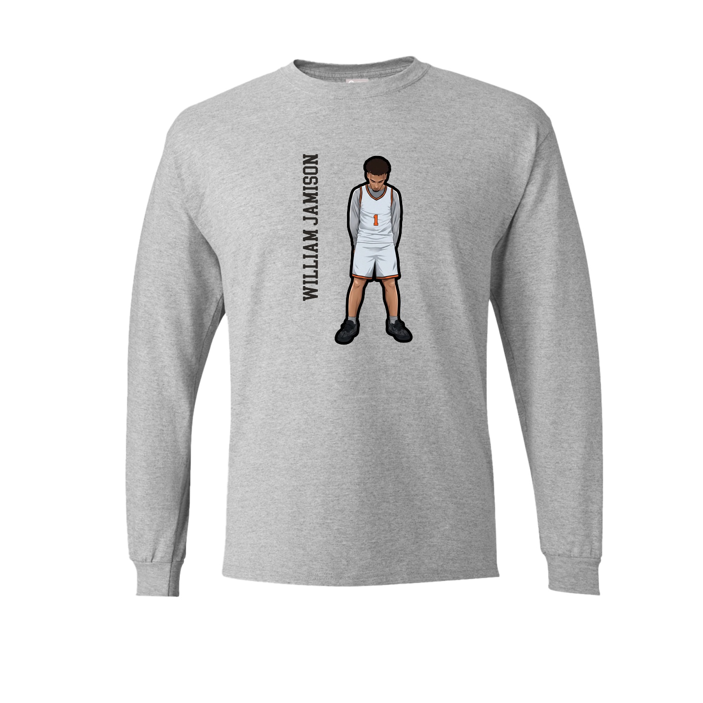 Long Sleeve Tee — Name Vertical in Grey
