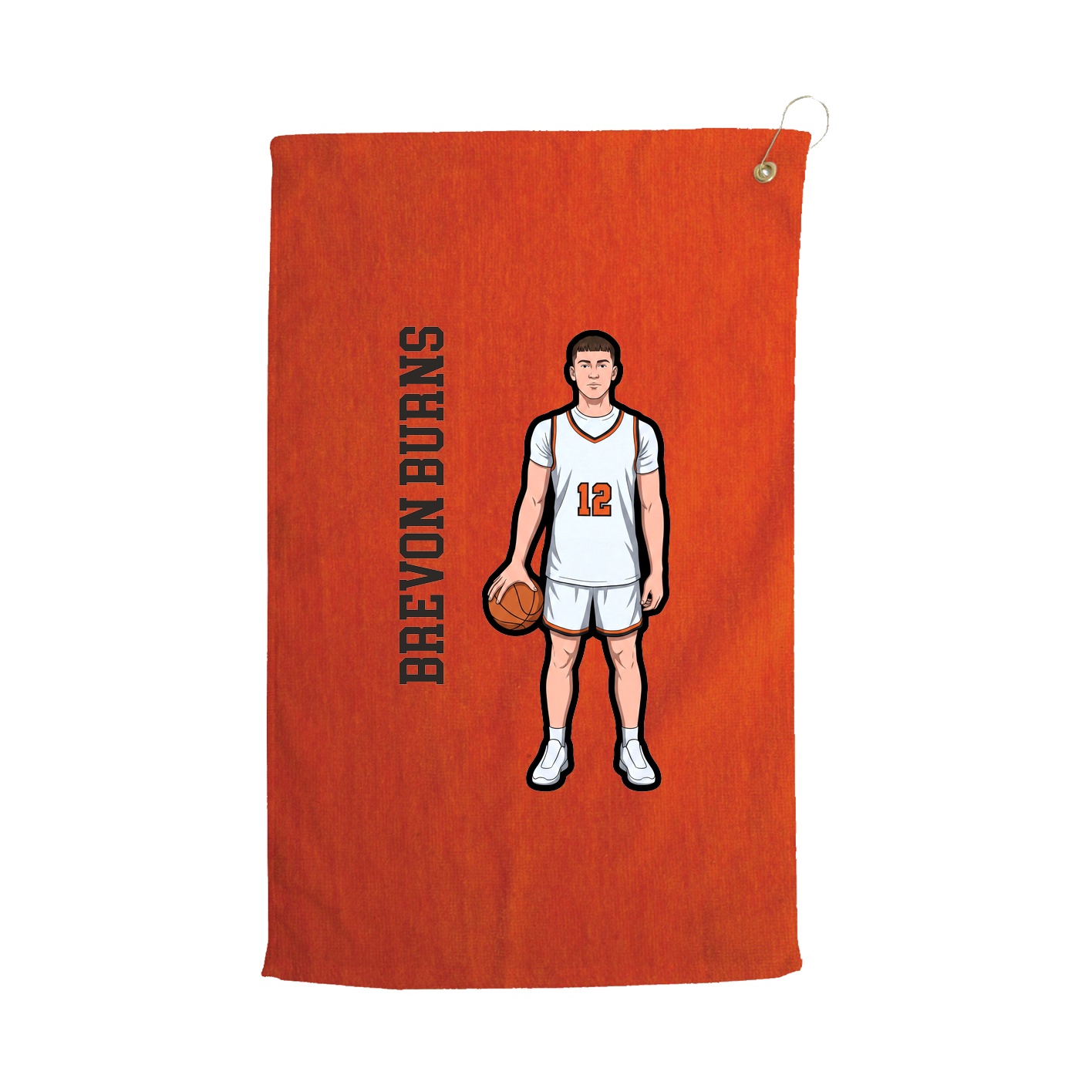Golf Towel — Name Vertical in Orange