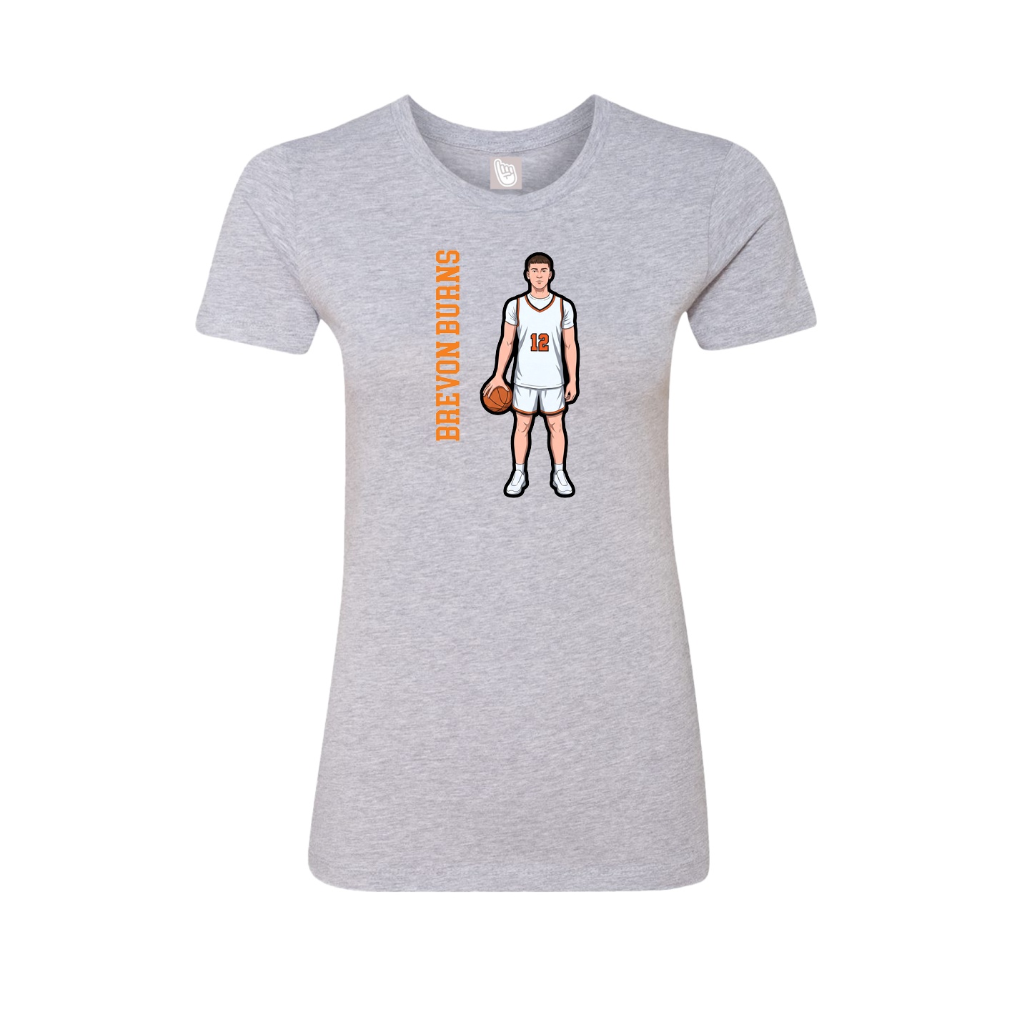 Fitted Women's Tee — Name Vertical in Grey