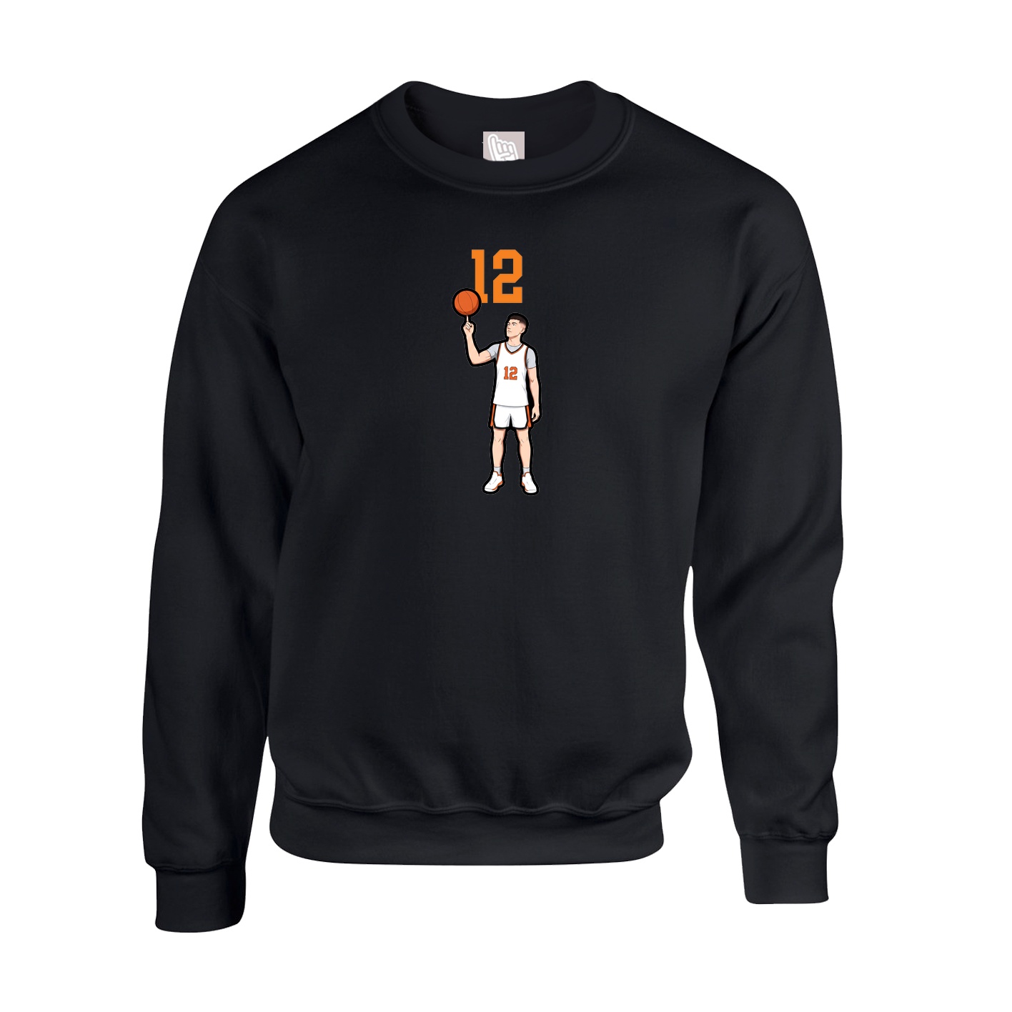Fleece Crew — Number Top in Black
