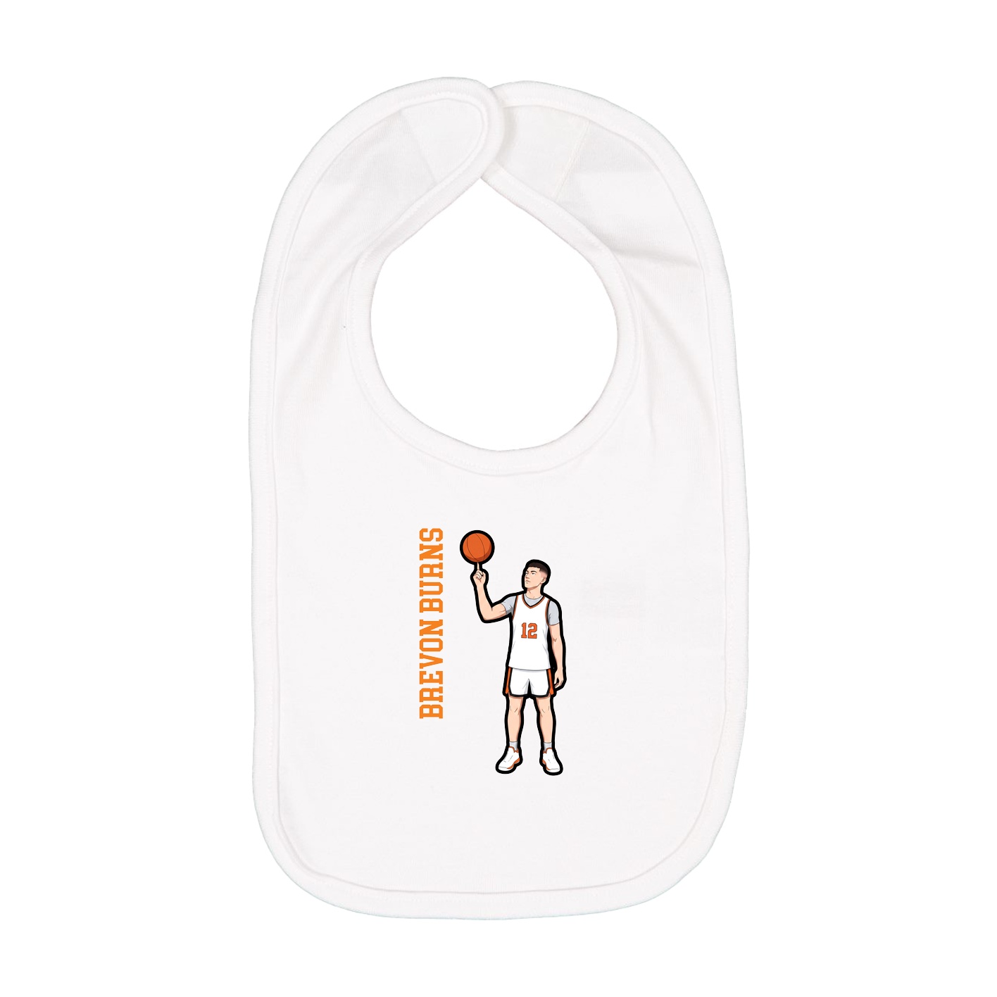 Infant Bib — Name Vertical in White