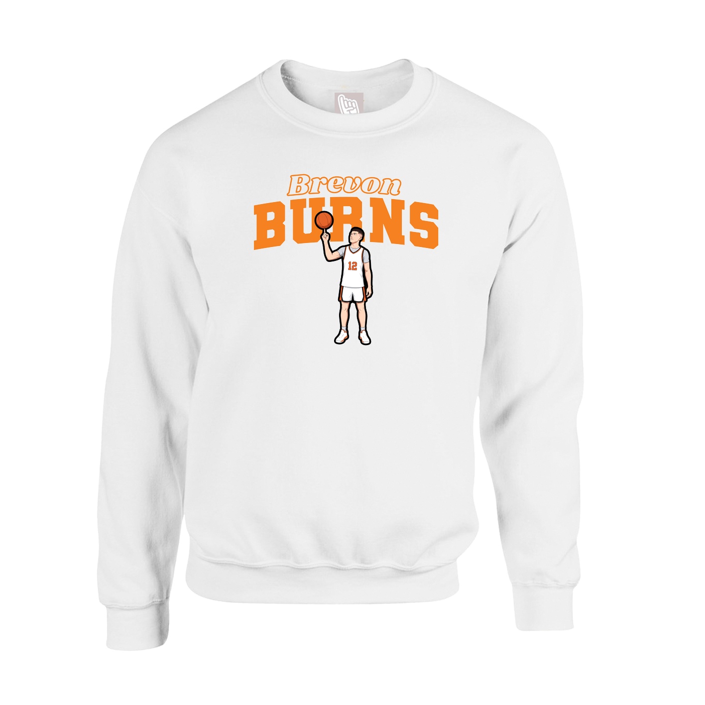 Fleece Crew — Name Arch in White