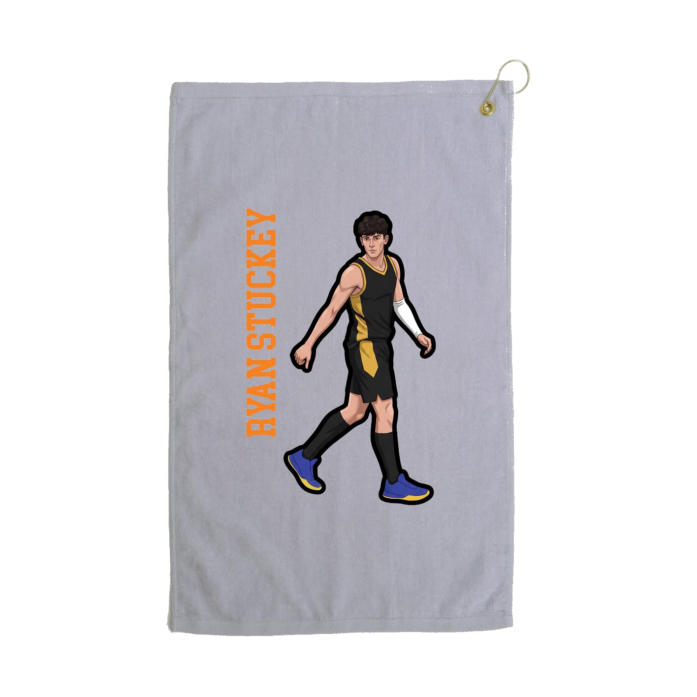Golf Towel — Name Vertical in Grey