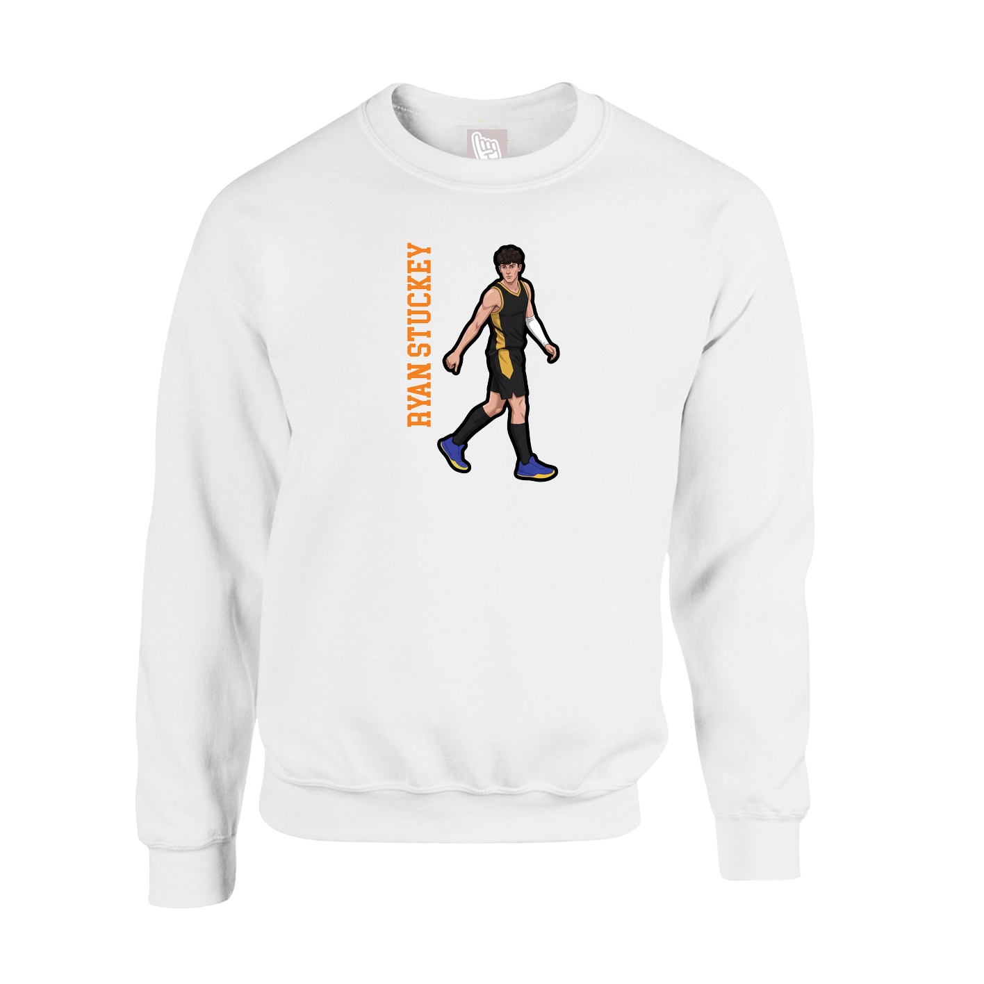 Fleece Crew — Name Vertical in White