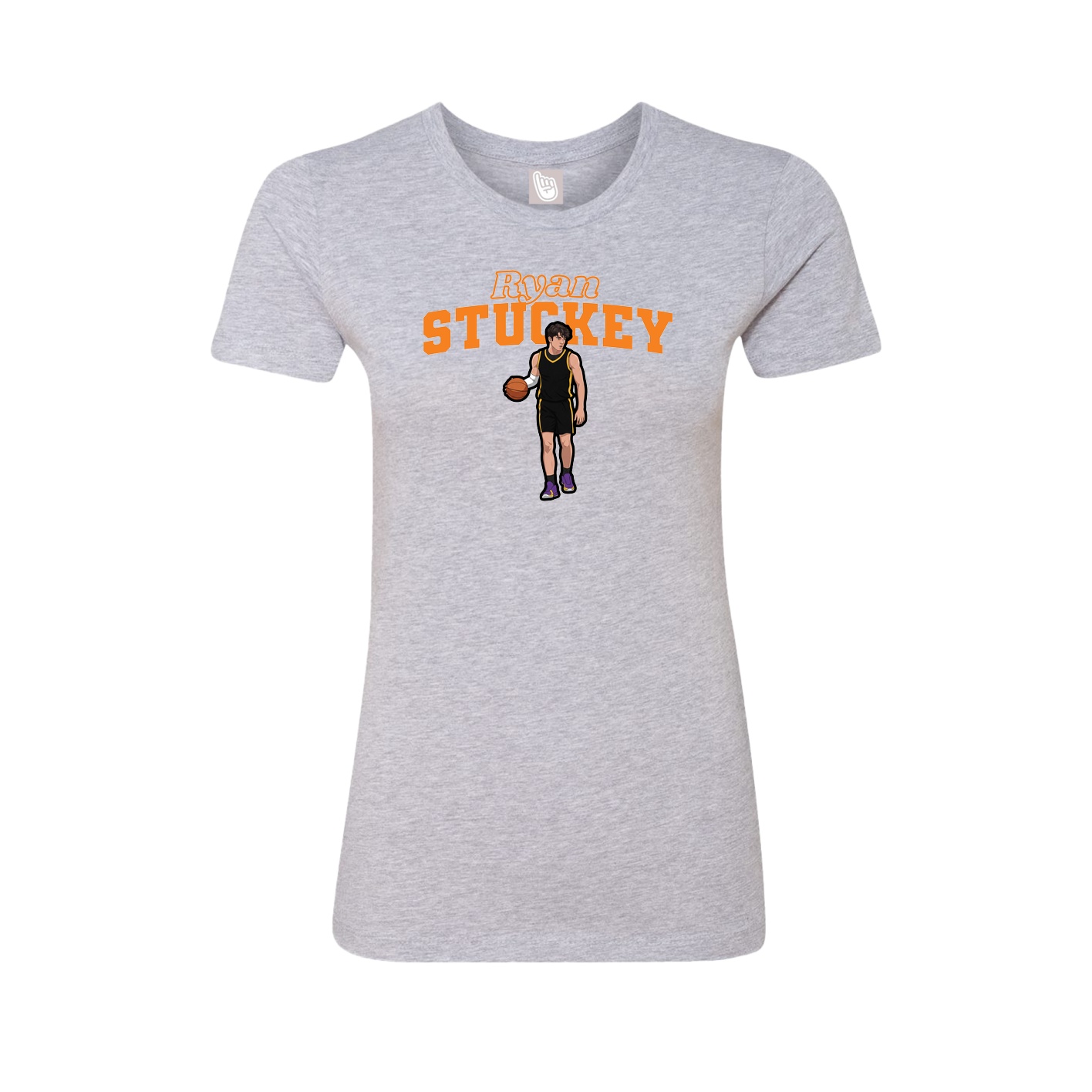Fitted Women's Tee — Name Arch in Grey