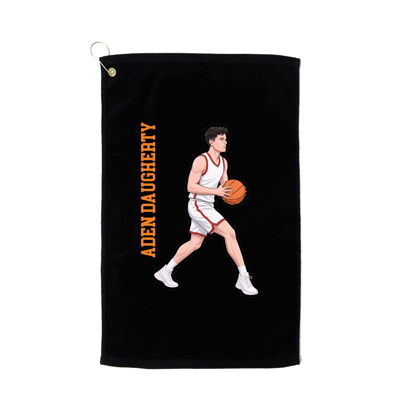 Golf Towel — Name Vertical in Black