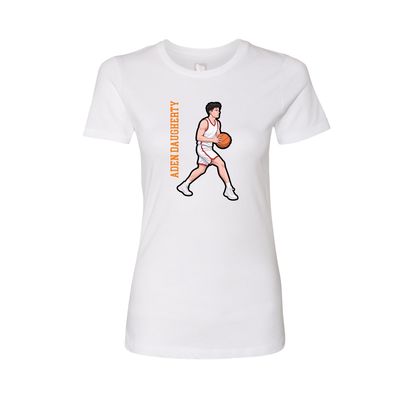 Fitted Women's Tee — Name Vertical in White