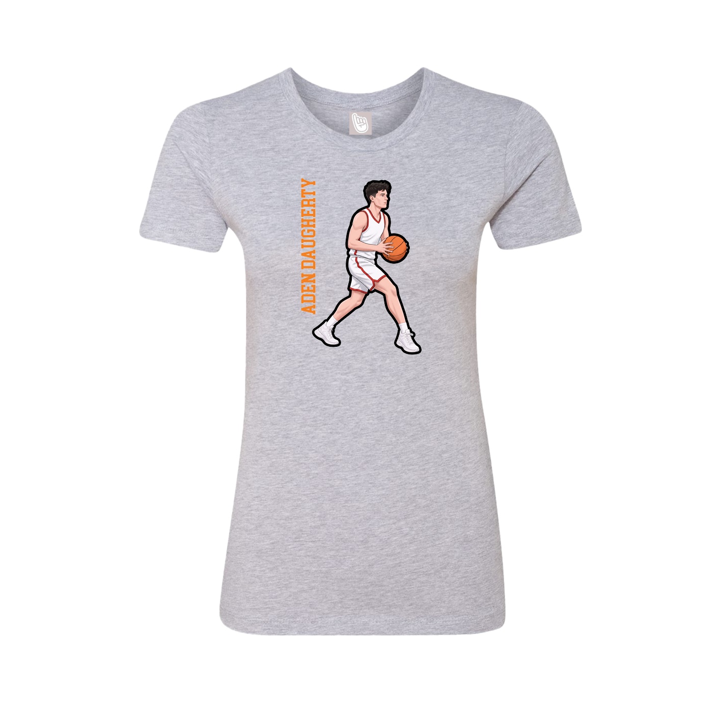 Fitted Women's Tee — Name Vertical in Grey