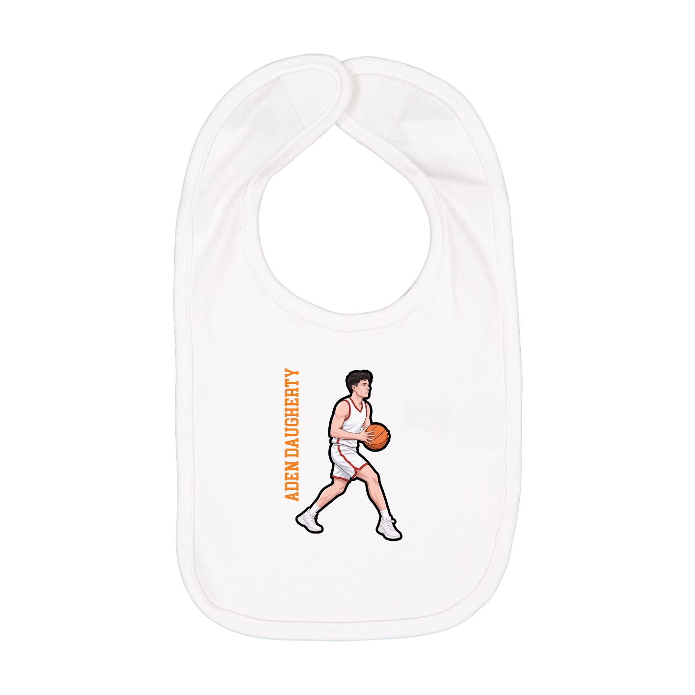 Infant Bib — Name Vertical in White