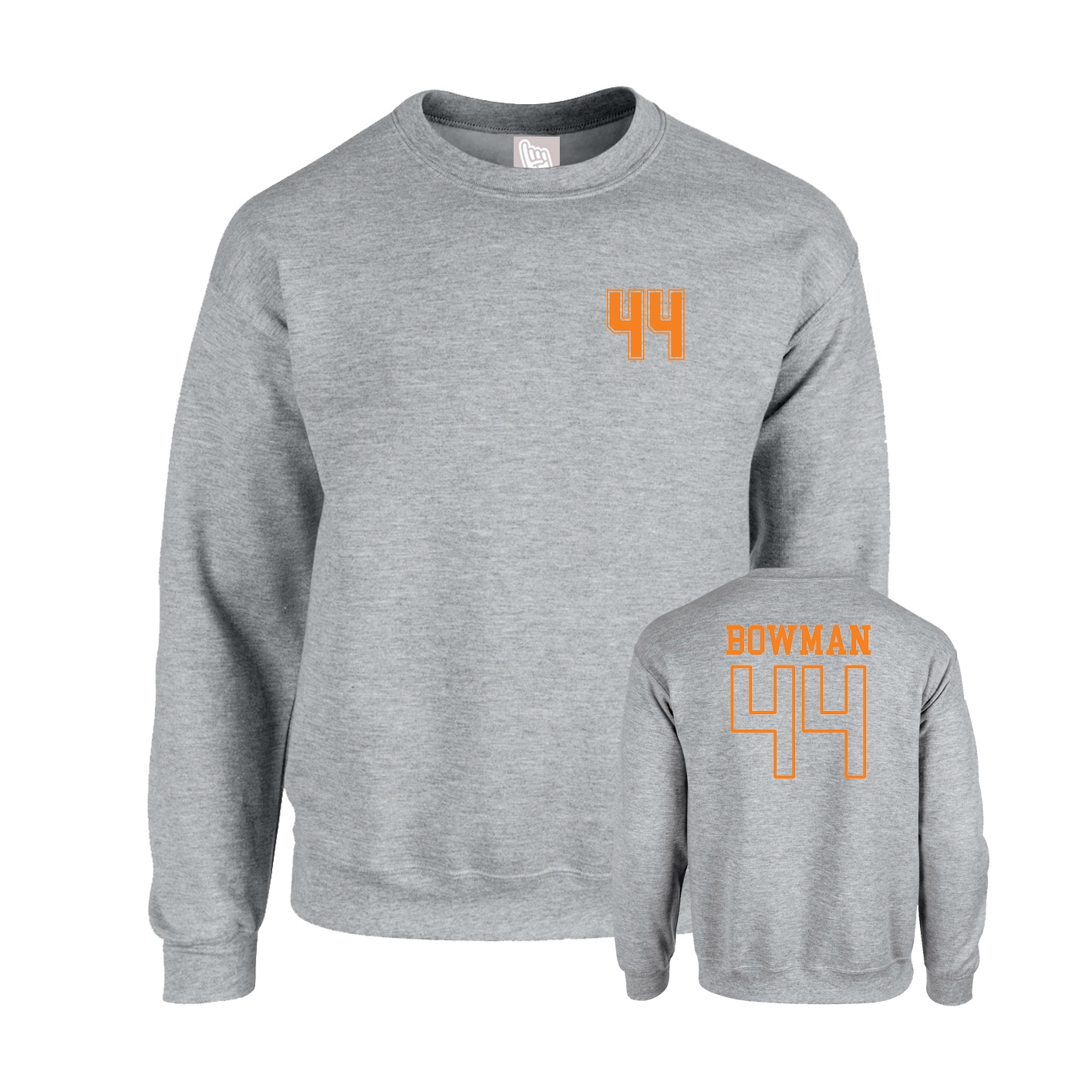 Fleece Crew — Chest Back in Grey