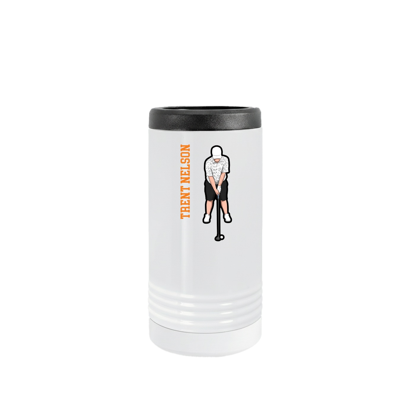Slim Beverage Holder — Name Vertical in White
