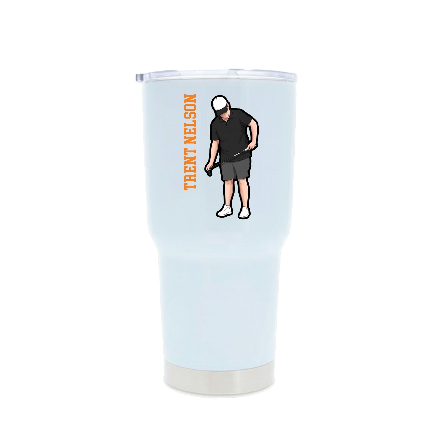 30oz Stainless Steel Tumbler — Name Vertical in White