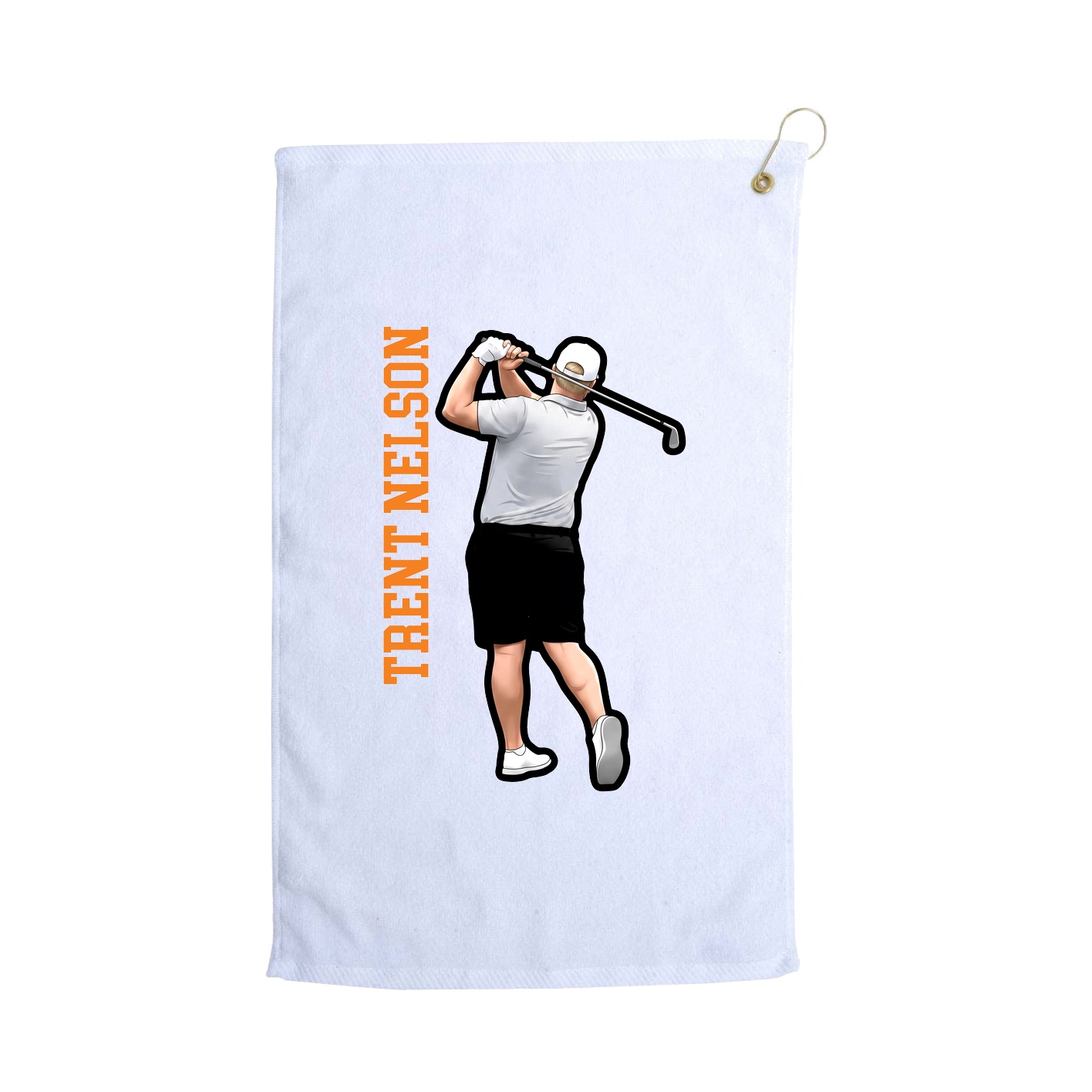 Golf Towel — Name Vertical in White
