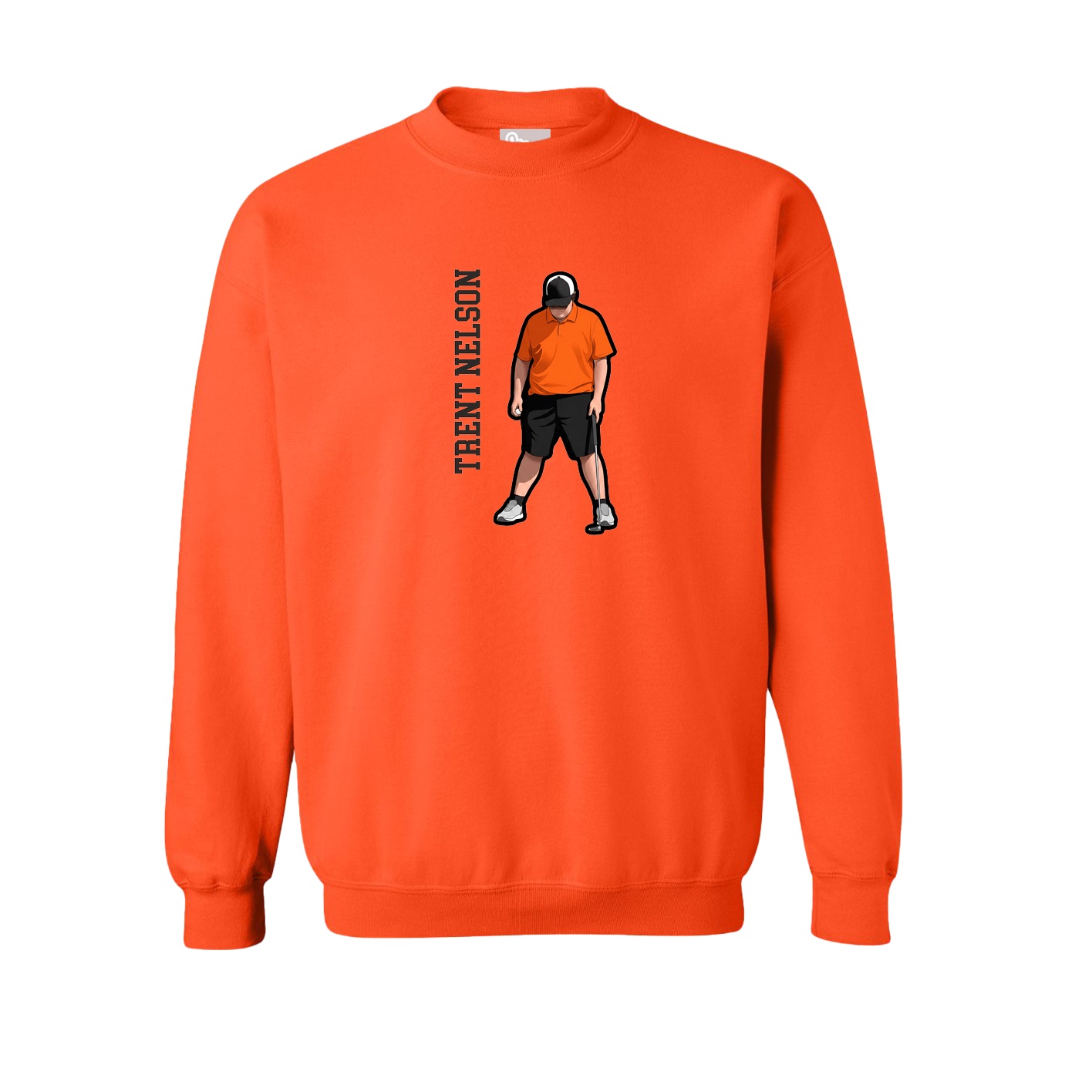 Fleece Crew — Name Vertical in Orange